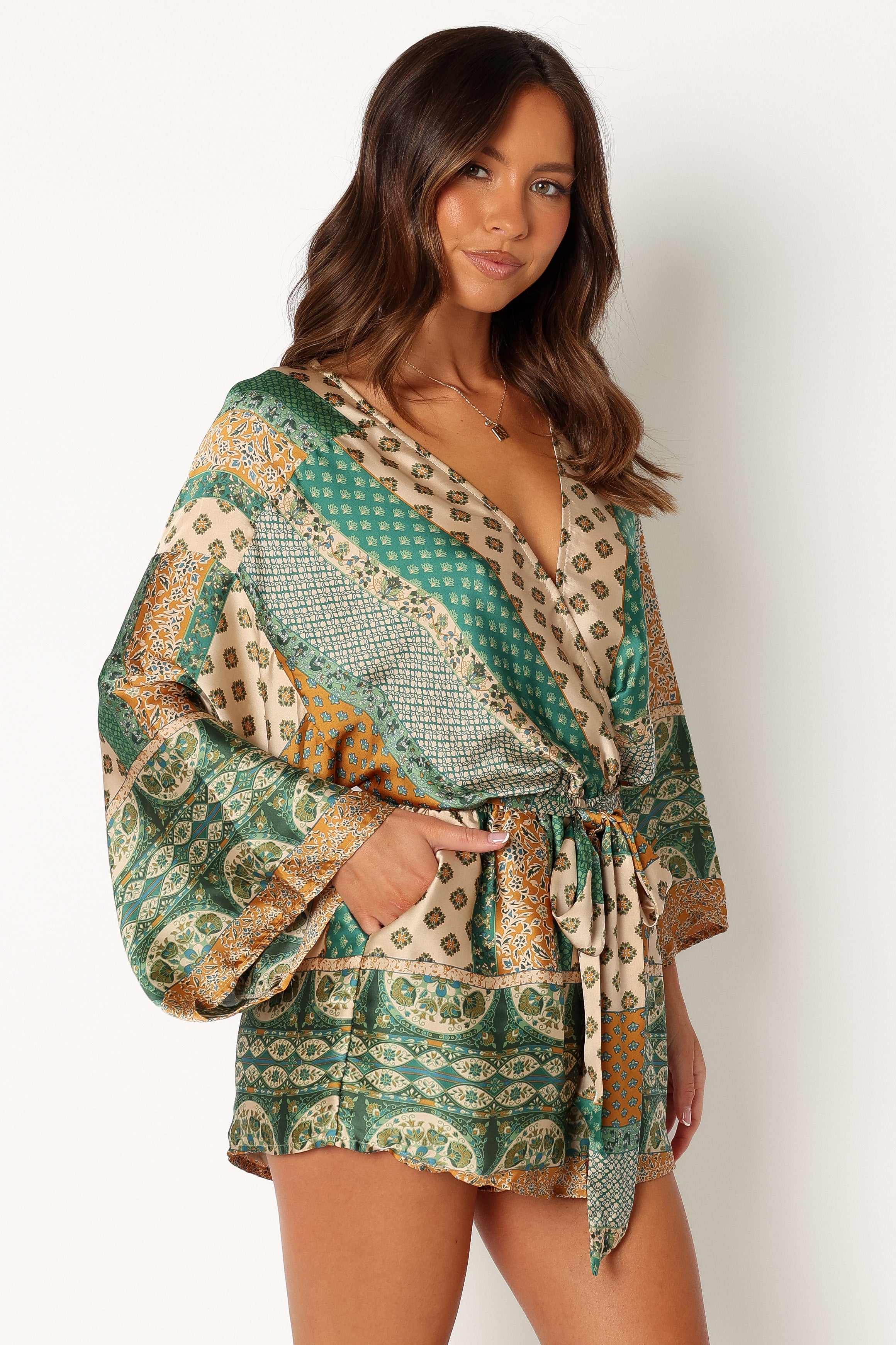Elyse Romper for Women - Stylish Green Jumpsuit | Casual Summer Outfit, Beach Cover-Up, Vacation Wear
