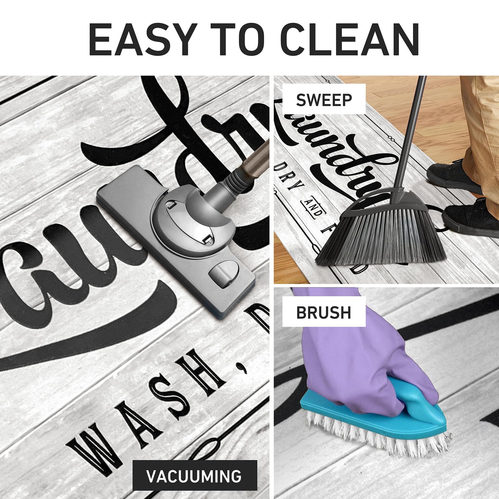 KOZYFLY Non-Slip Washable Laundry Room Rug Runner 20