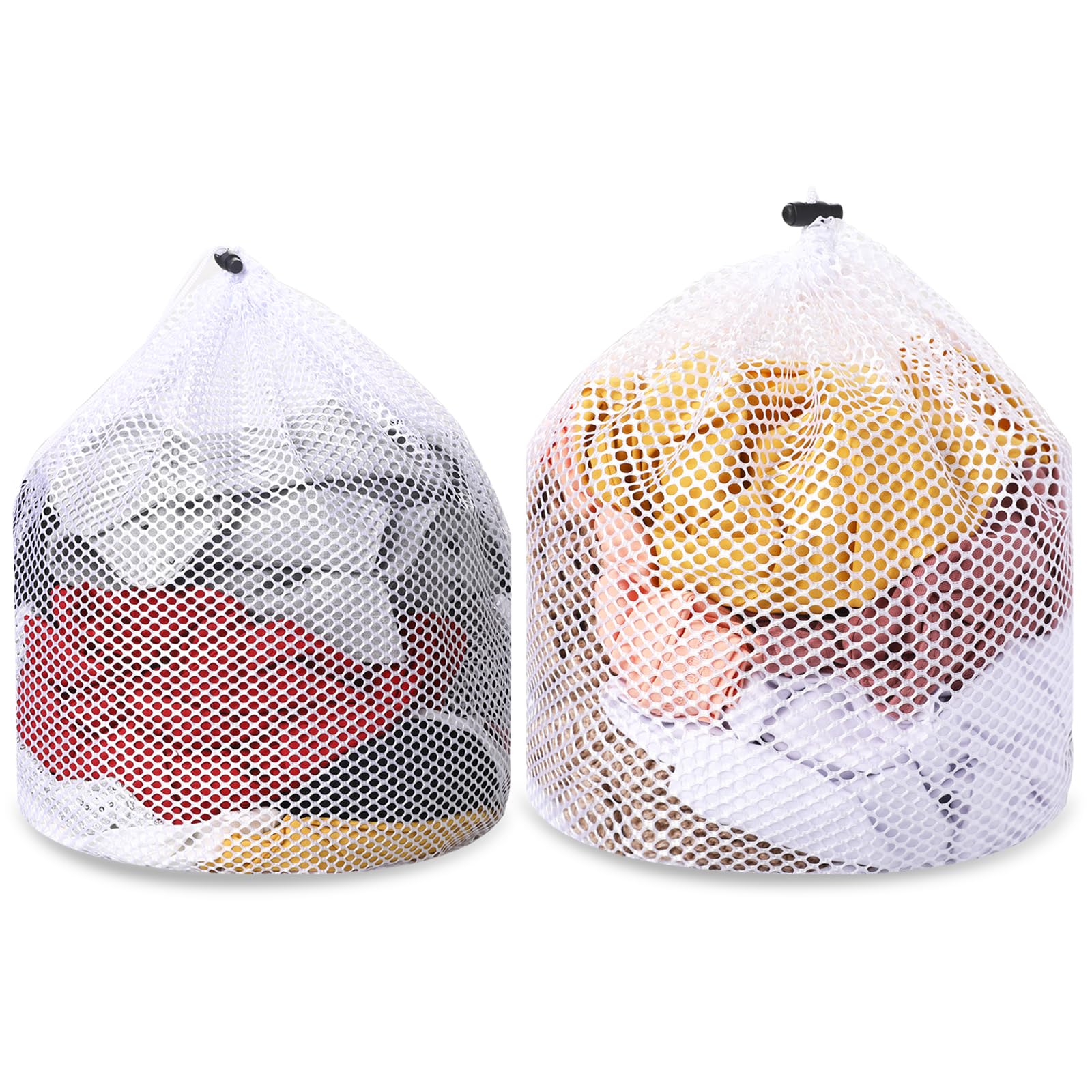 2-Pack White Mesh Laundry Bags for Socks & Delicates - 12x16 & 16x20 Inch Machine Washable Drawstring Garment Bags - Perfect for Travel, Dorm, Hotel & Home Laundry Storage (Ideal for Organizing Socks, Underwear & Delicate Items)