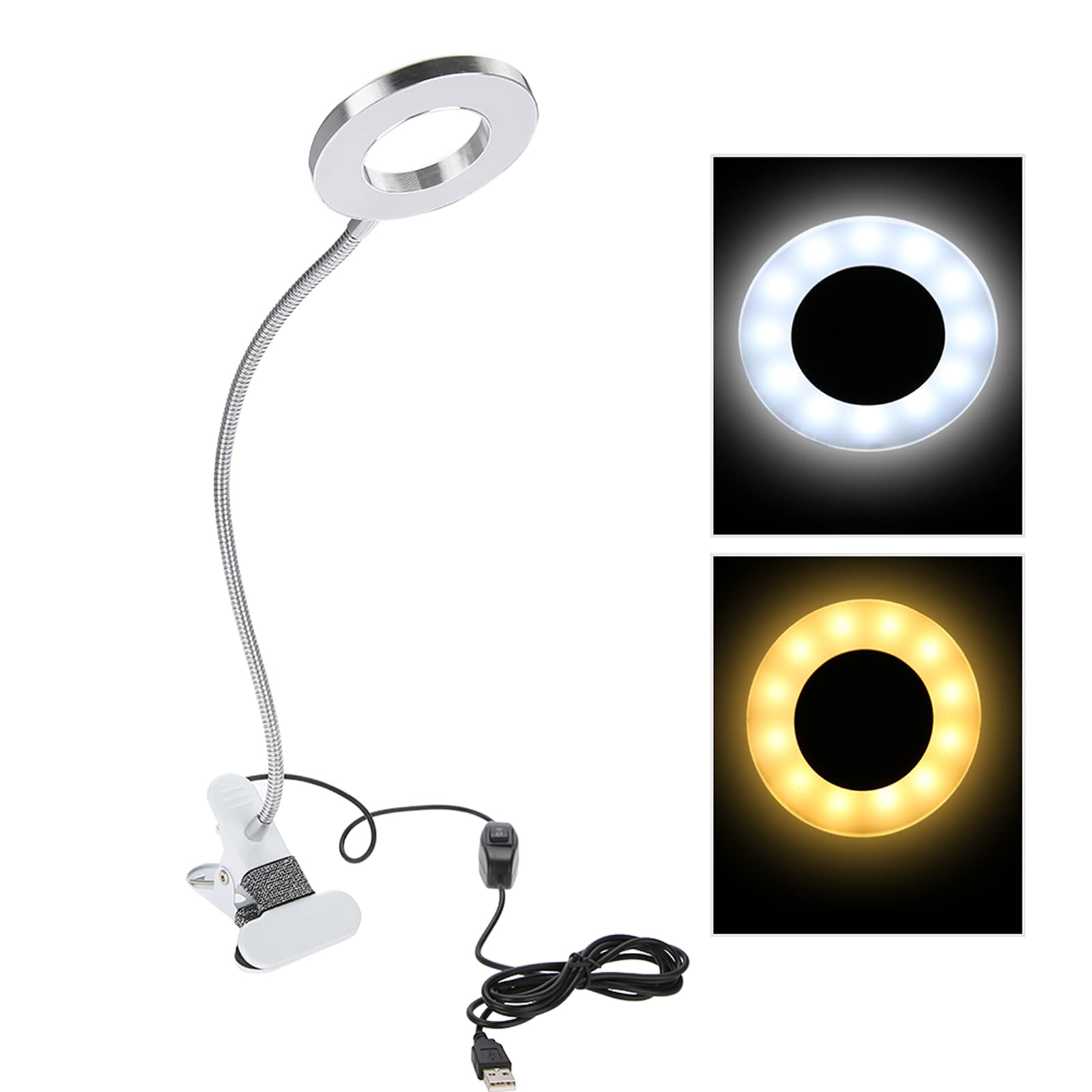 Clip on LED Makeup Lamp with USB Power, Adjustable Brightness & Clamp - Perfect for Beauty Salon, Eyebrow Tattoo, Eyelash Extensions, Nail Art, Reading & Studying | Portable Vanity Light for Home & Professional Use