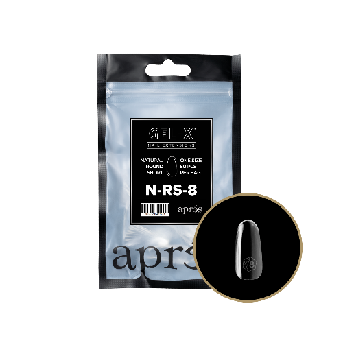 Apres Gel X Refill Tips 2.0 - 50pcs Natural Short Round Fake Nails for Manicure - Perfect for DIY Nail Art, Salon & Home Use