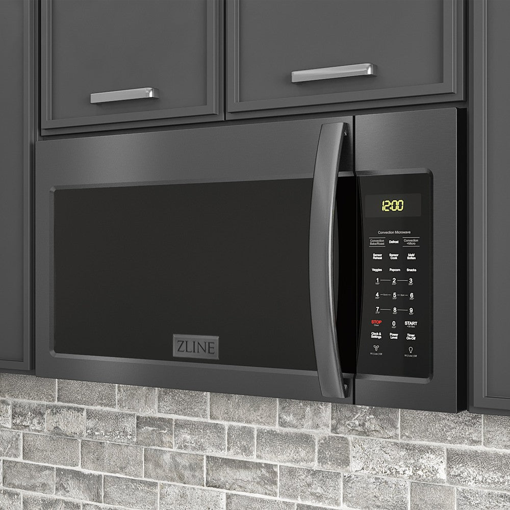 ZLINE 30 Inch Black Stainless Steel Recirculating Over-the-Range Convection Microwave Oven with Charcoal Filters - Perfect for Modern Kitchens & Small Space Cooking (Model: MWO OTRCF 30 BS)