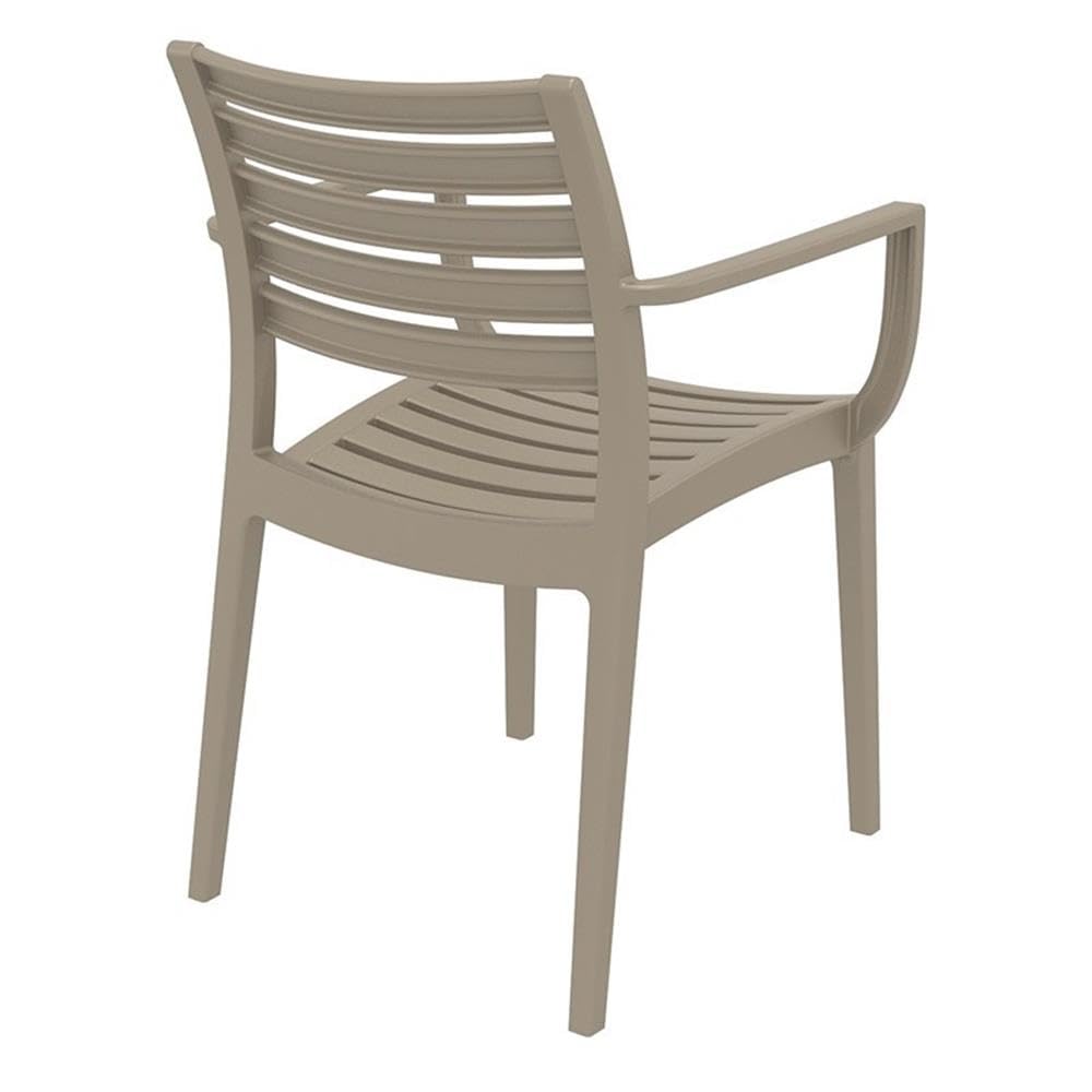 Artemis Outdoor Dining Arm Chairs in Dove Gray - Set of 2 Patio Furniture for Garden, Deck, and Poolside Relaxation