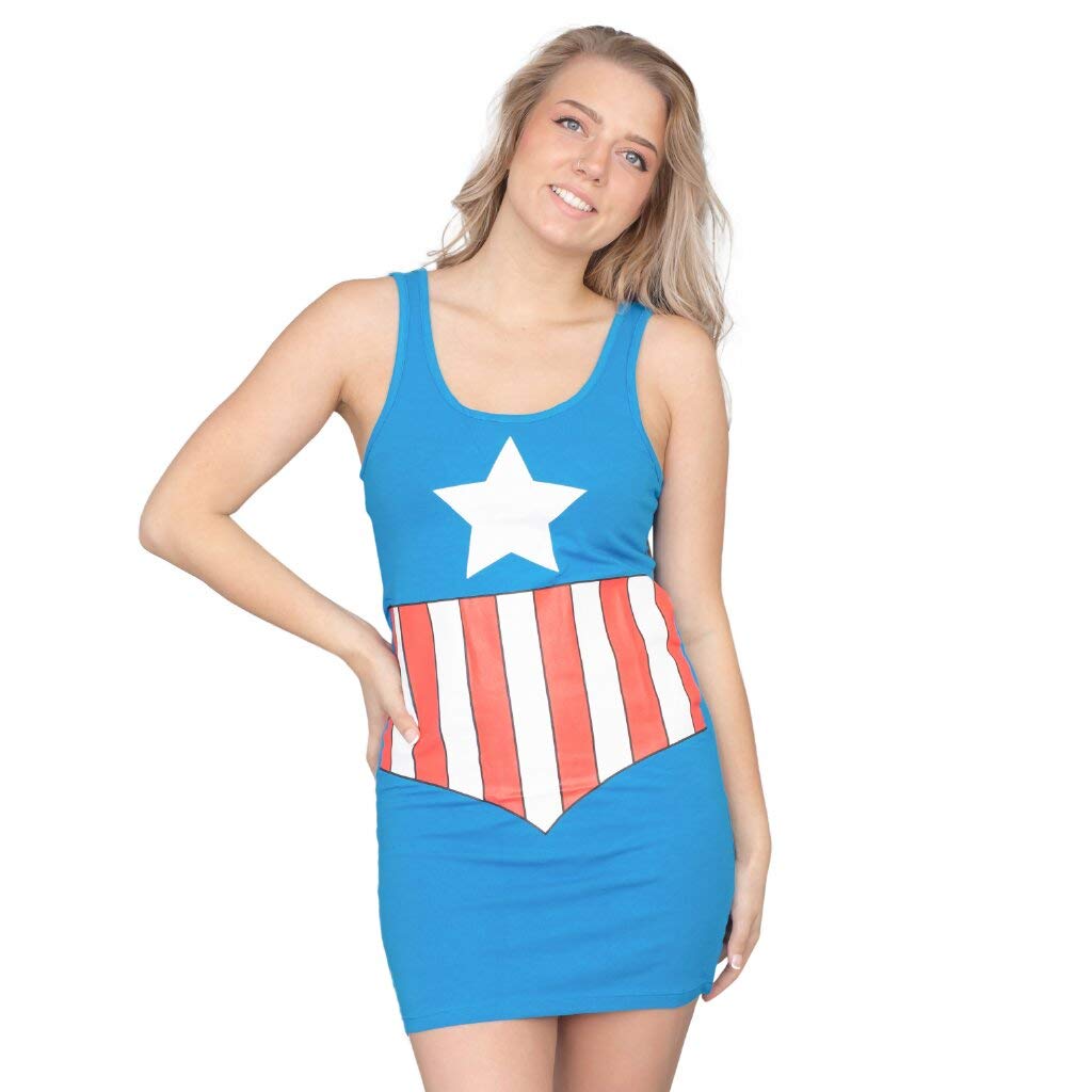 Captain America Kids Costume - Boys & Girls Superhero Tunic Tank Dress for Halloween, Cosplay & Dress-Up Play