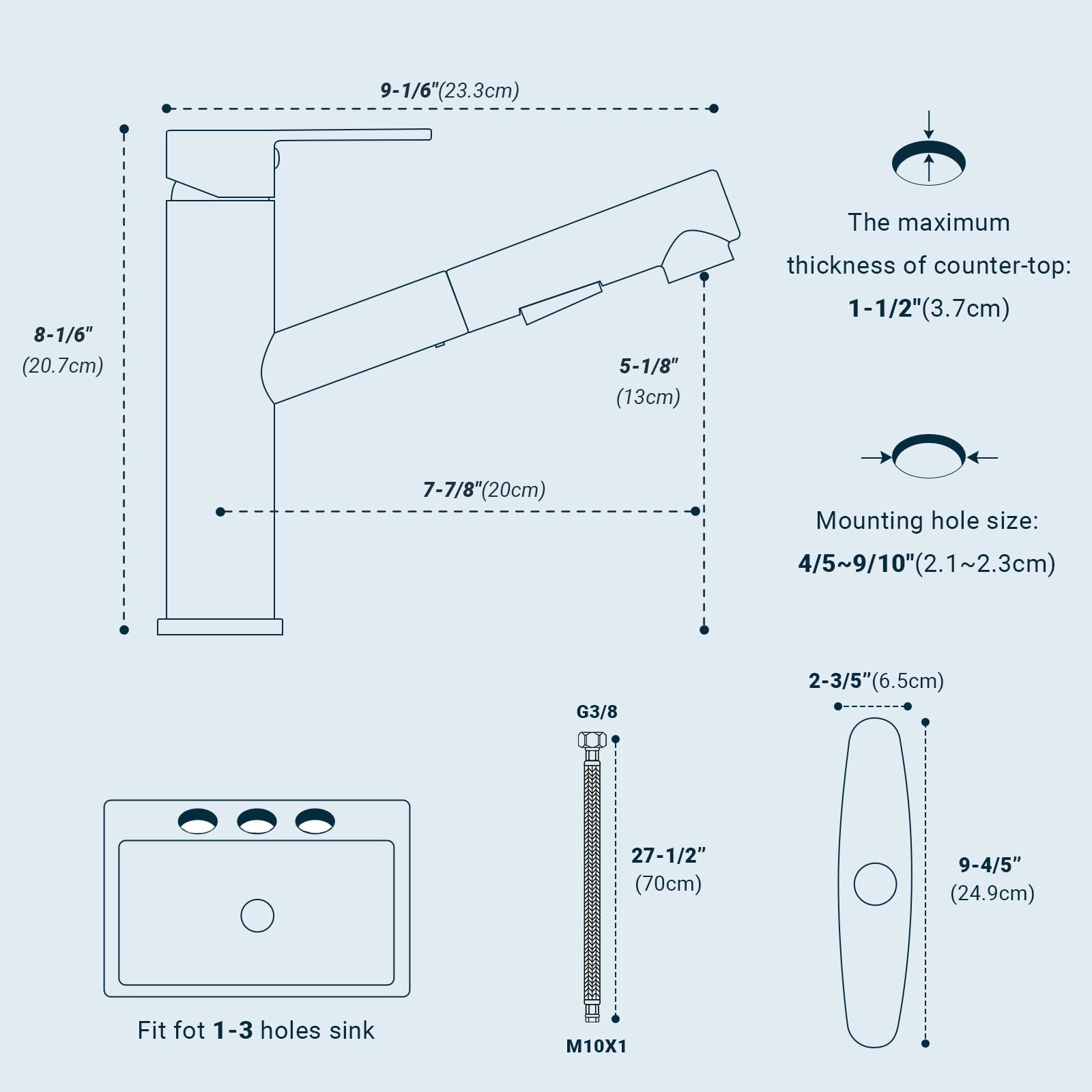Brushed Nickel Kitchen Faucet with Pull Down Sprayer - 3 Function High Arc Stainless Steel Single Handle Sink Faucet with Deck Plate | Perfect for Modern Kitchen, Bar & Laundry Room Renovations