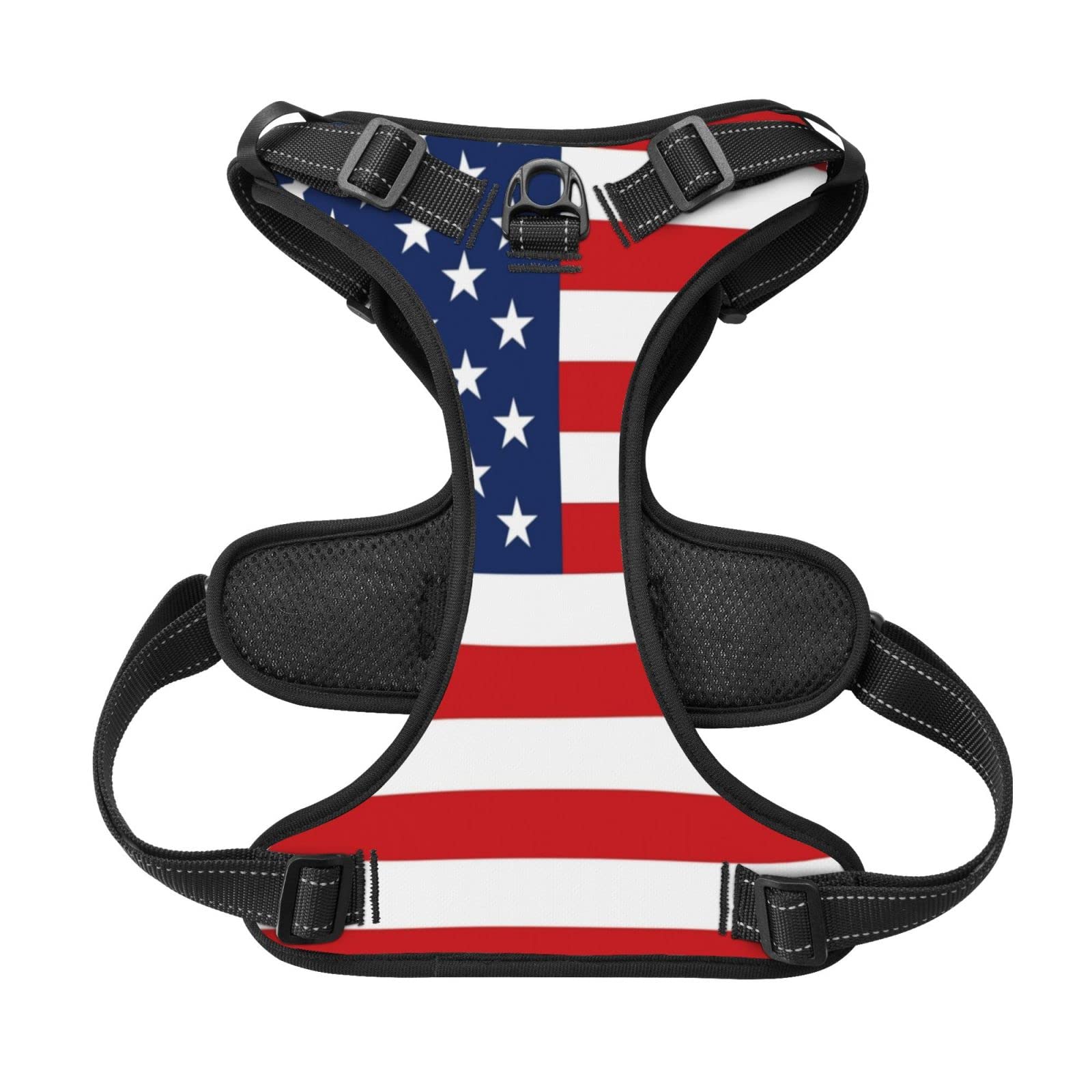Reflective American Flag Dog Harness - No Pull Vest for Small to Large Dogs - Perfect for Night Walks