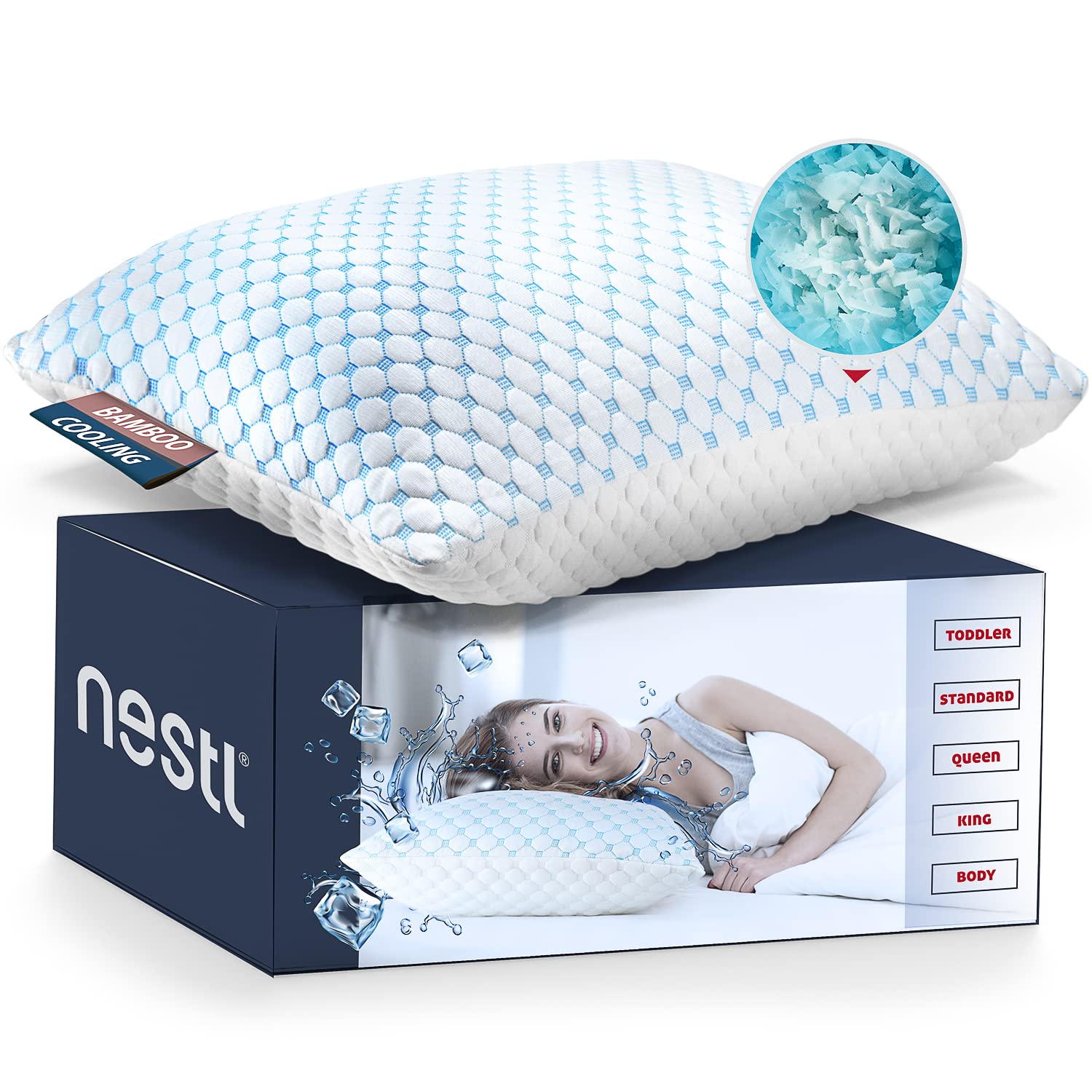 CertiPUR-US Certified King Size Cooling Memory Foam Pillow - Gel Infused Adjustable Cooling Pillow for Hot Sleepers, Breathable Washable Bed Pillow for Side, Back & Stomach Sleepers | Perfect for Summer Nights & Hot Flashes