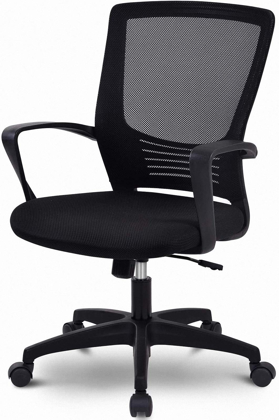 Ergonomic Office Chair with Adjustable Lumbar Support - Mesh Back Computer Desk Chair with Armrests - Swivel Task Chair for Home Office & Study - Comfortable Executive Chair for Long Work Sessions (Black)