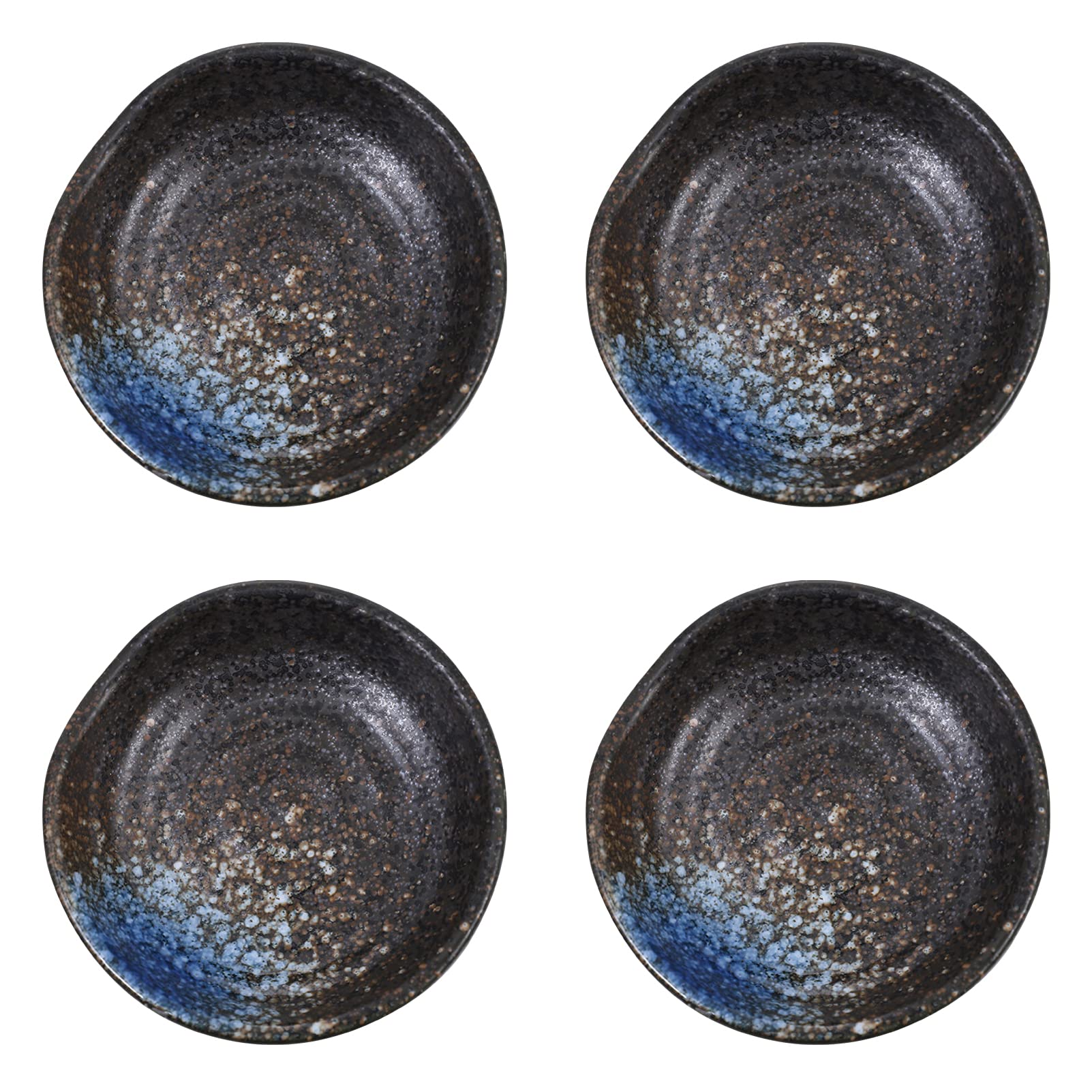 4Pcs Ceramic Soy Sauce Dishes - Small Round Dipping Bowls for Sushi, Dumplings & Asian Cuisine | Elegant Condiment Dishes for Restaurants, Home Kitchen & Party Serving