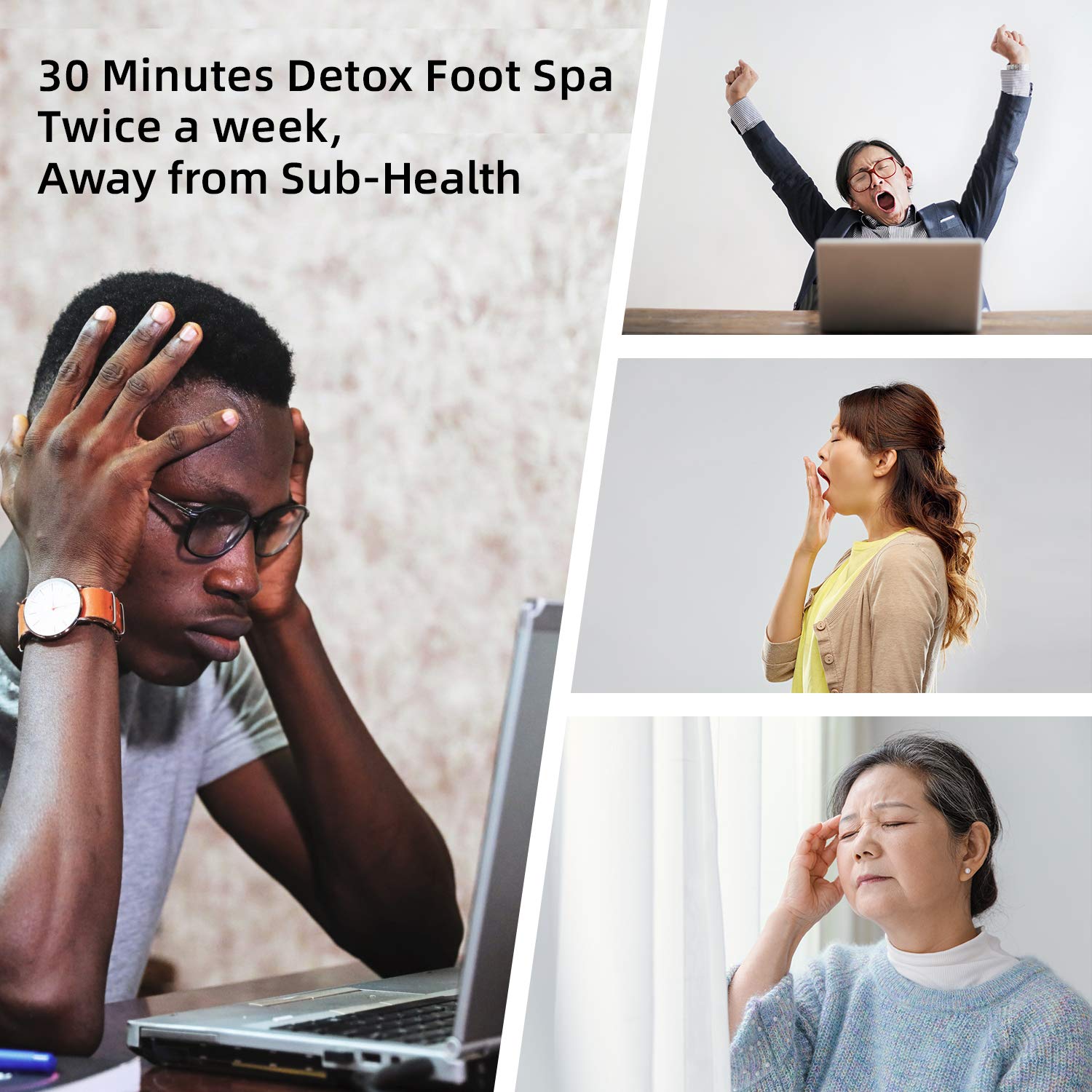 Detox Foot Spa Machine - Ionic Foot Detox Cleanse System with Professional Tub Basin, 200 Liners & 2 Ion Arrays | Aqua Chi Spa for Relaxation & Body Cleansing | Perfect for Home Spa, Wellness Centers & Self-Care Routines