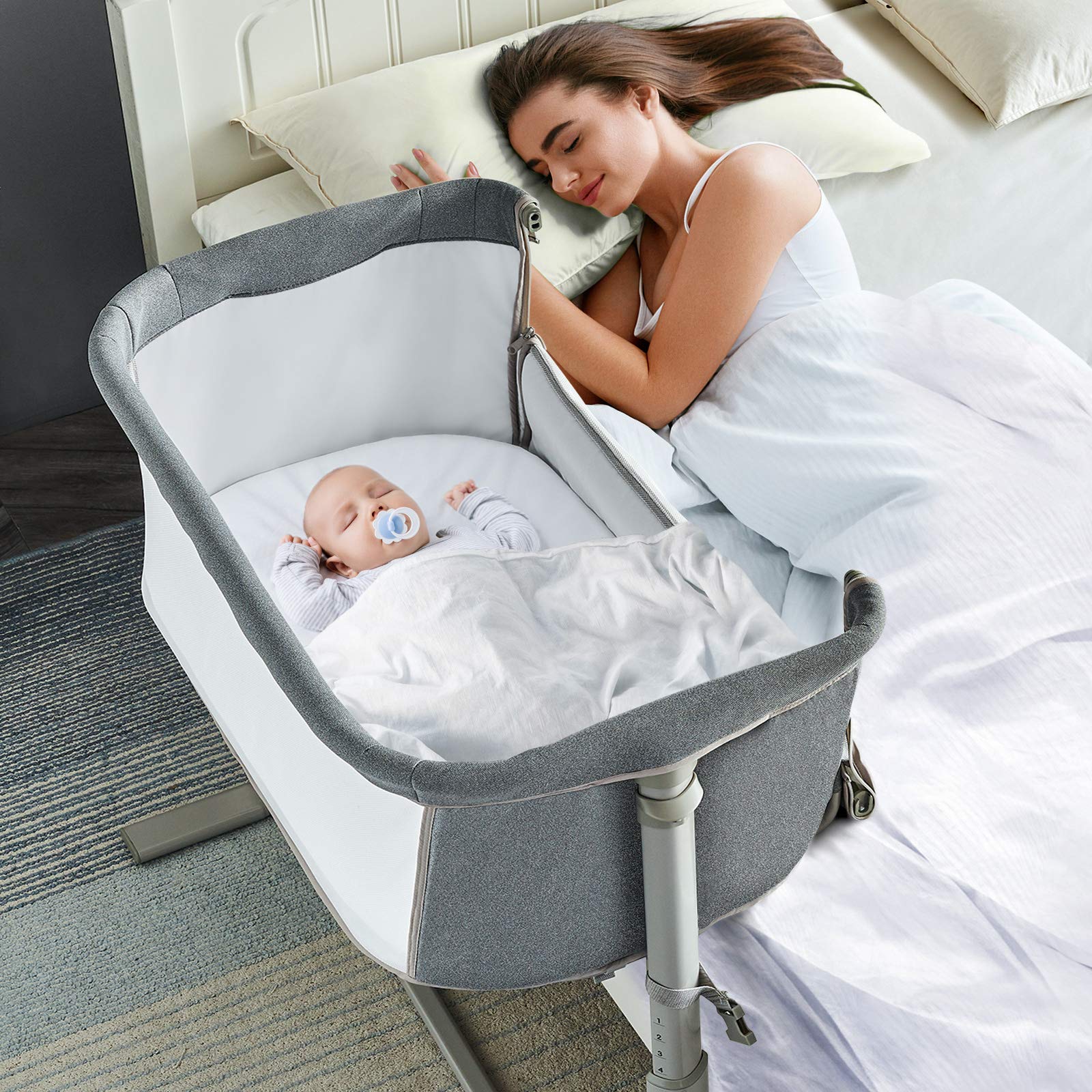 RONBEI Portable Baby Bassinet Bedside Sleeper - Easy Assembly Crib for Newborns & Infants | Safe Co-Sleeping Nursery Bed for Bedroom & Nursery Use