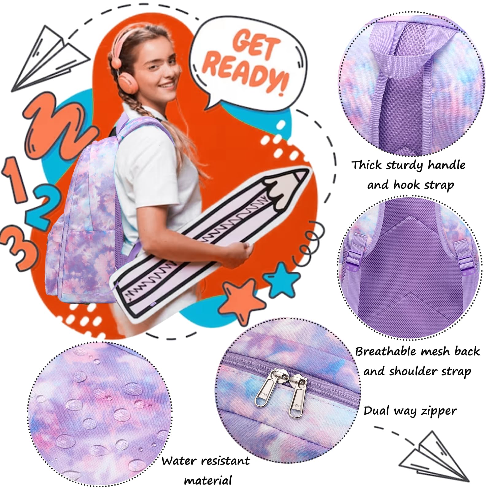 Jumpopack Girls Backpack for School - Stylish Teen Bookbag with Lunch Box | Perfect for School, Travel & Daily Use