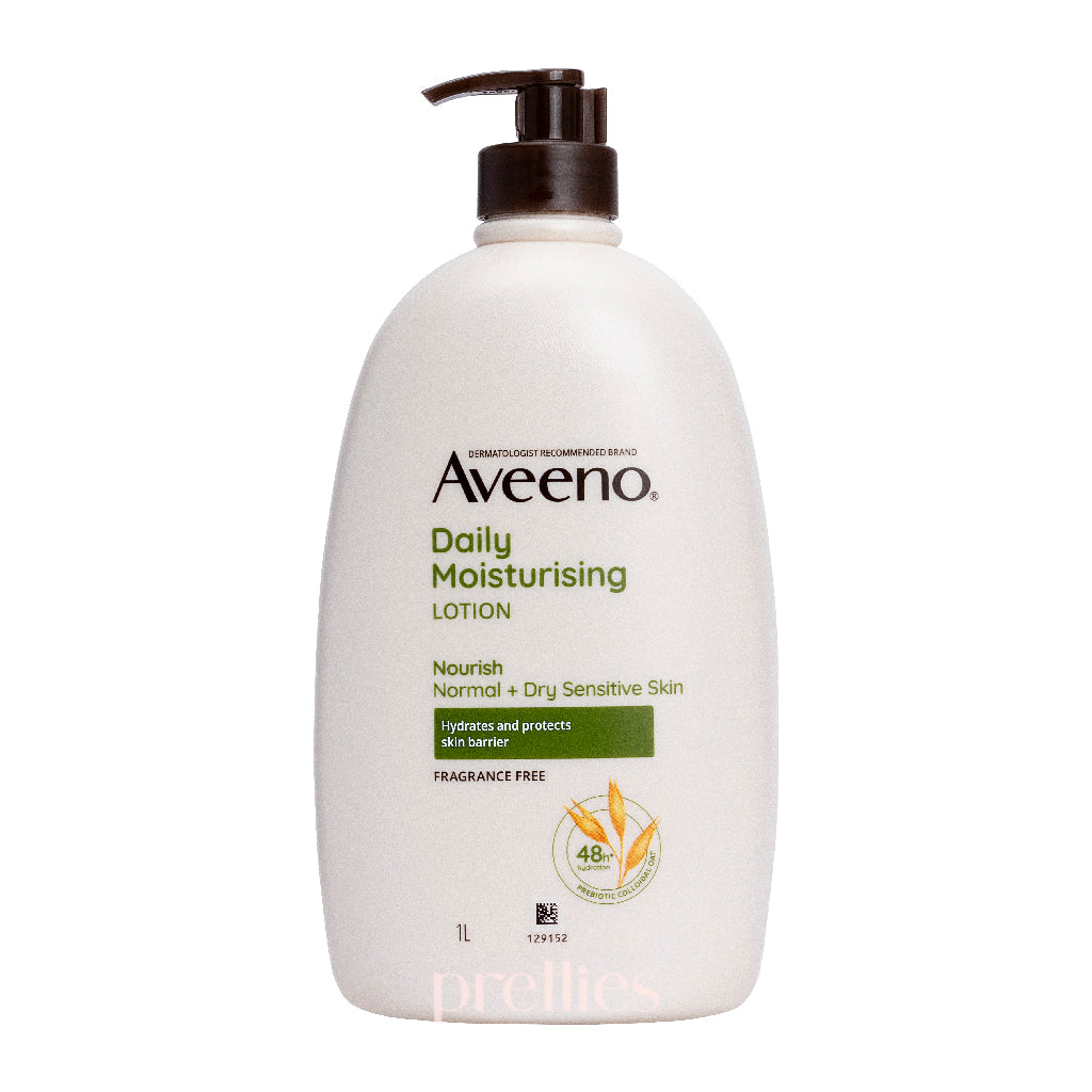 Aveeno Daily Moisturizing Lotion 1L for Dry Skin - Fragrance Free & Hypoallergenic Body Lotion with Oatmeal - Perfect for Daily Hydration & Sensitive Skin Care at Home or Travel