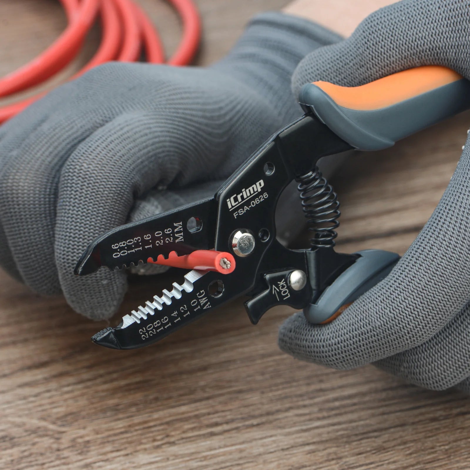 FSA 0626 Automatic Wire Stripper for 0.6-2.6mm (AWG 22-10) Cables with Rebound Spring - Perfect for Electrical Work, DIY Projects, and Home Repairs