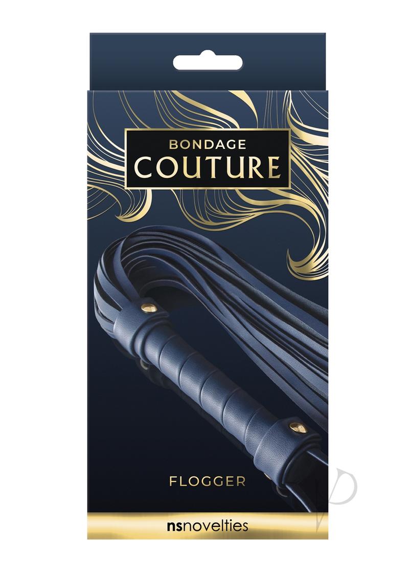 Bondage Couture Flogger - Premium Blue Leather BDSM Whip for Sensual Play & Spanking - Perfect for Couples, Roleplay & BDSM Scenes