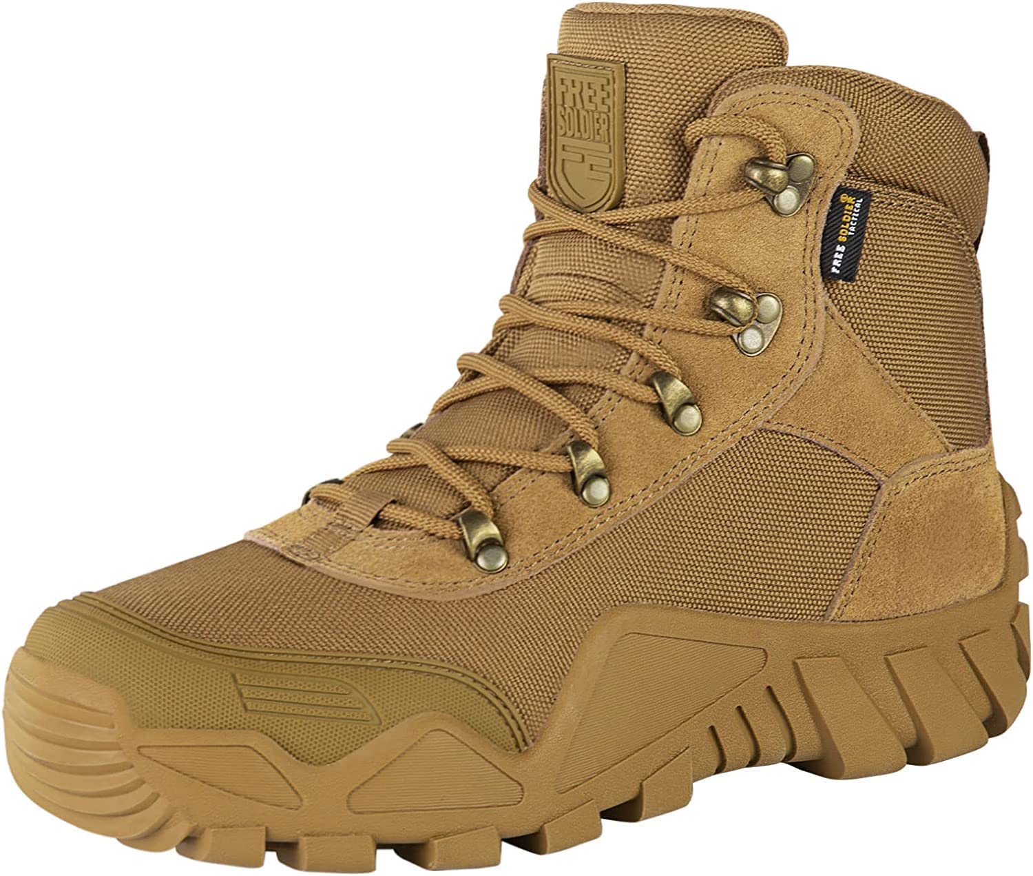 FREE SOLDIER Men's Waterproof Hiking Boots - Tactical Military Work Boots for Outdoor, Lightweight & Durable - Perfect for Hiking, Hunting, Camping and Construction Work