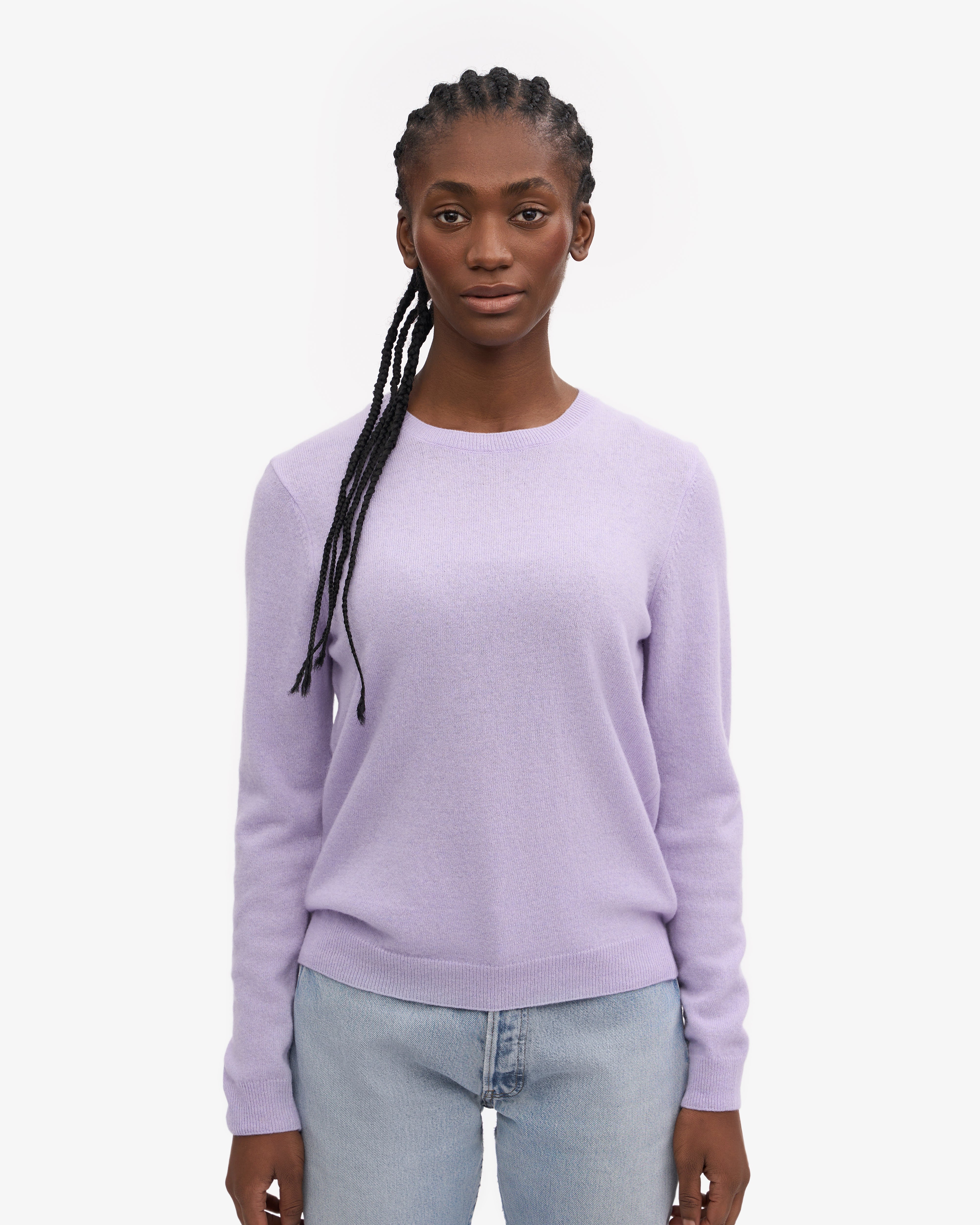 Soft Lavender Women's Light Merino Wool Crew Neck Sweater - Cozy & Breathable for Fall/Winter Layering, Office Wear & Casual Outfits