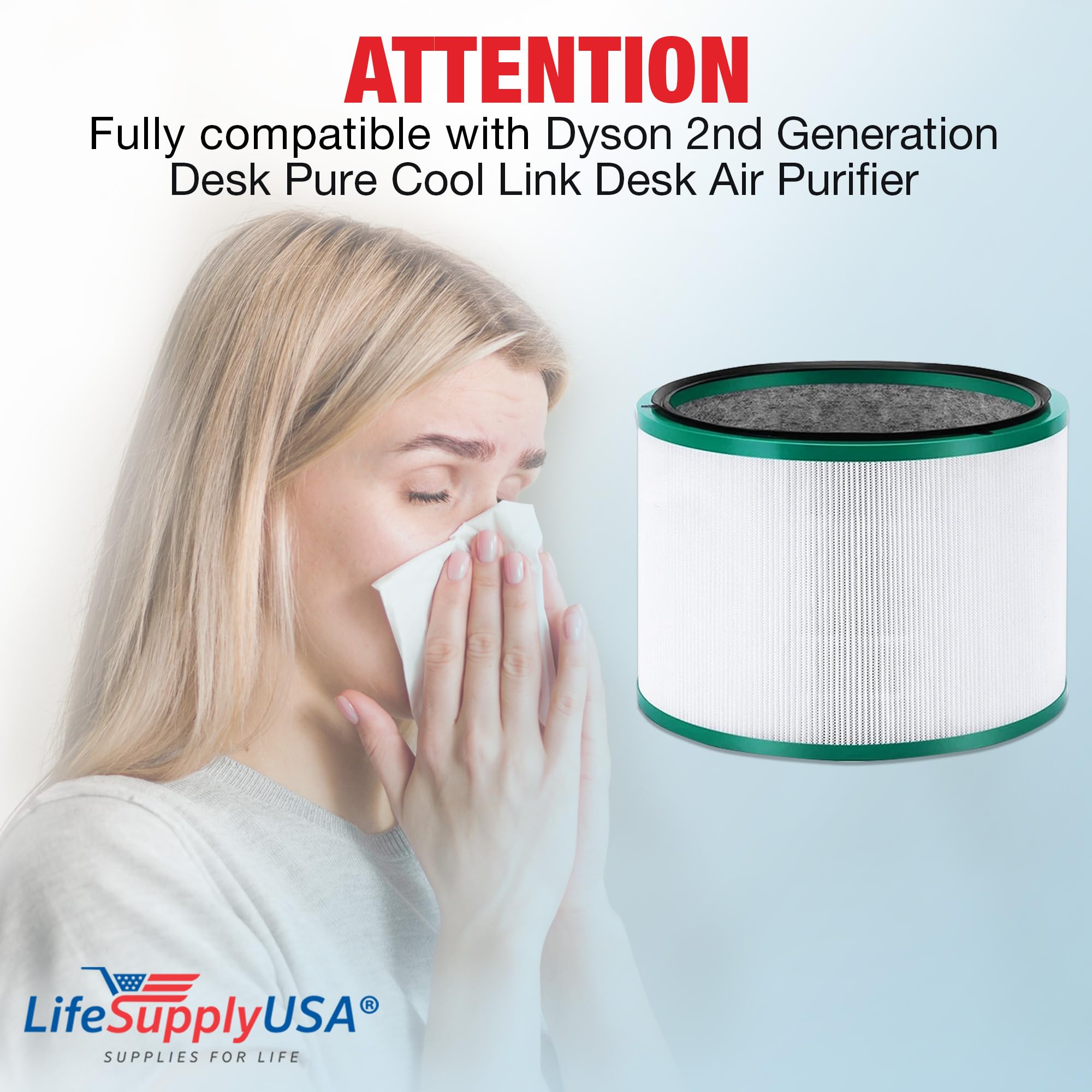 Dyson 2nd Gen Pure Cool Link & Hot+Cool Link True HEPA Air Filter Replacement - Compatible with Desk Air Cleaners - Improves Air Quality for Home, Office & Bedroom Use