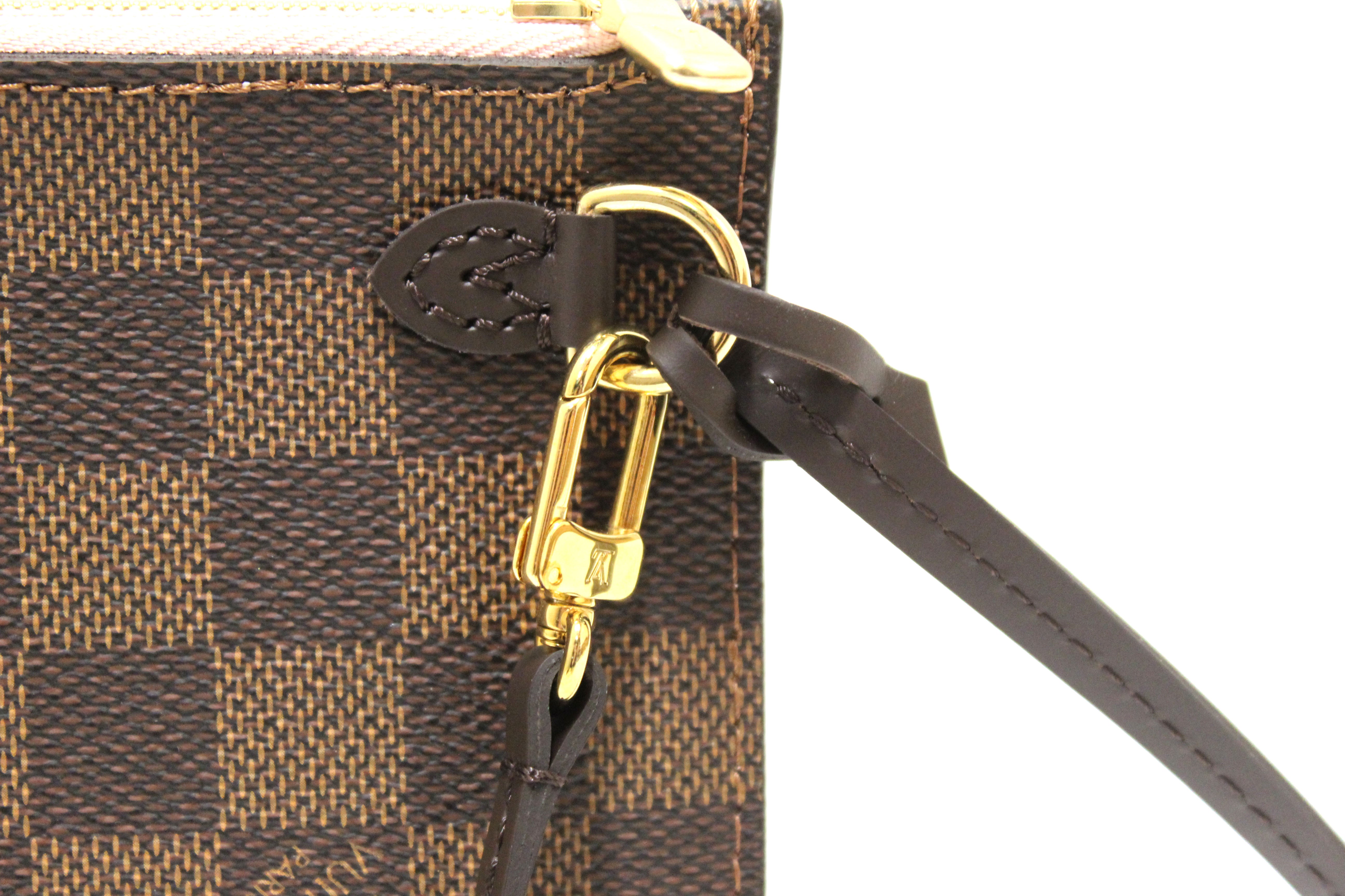 Authentic Louis Vuitton Damier Ebene Neverfull MM Pouch Pochette Bag - Luxury Organizer for Cosmetics, Travel Essentials & Everyday Carry (Perfect for Work, Shopping & Weekend Getaways)