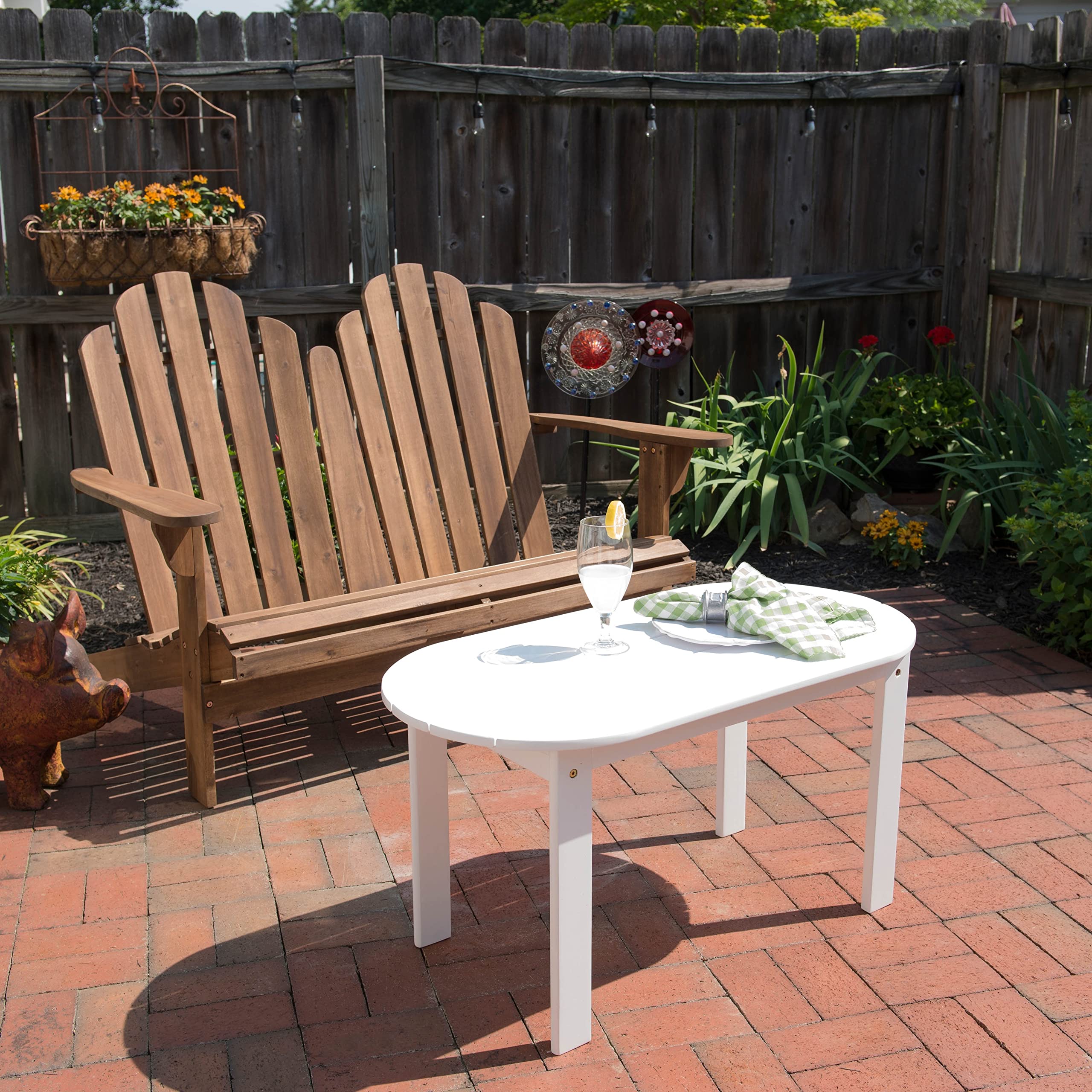 Linon Gavil White Adirondack Coffee Table - Outdoor Patio Furniture for Garden, Deck, and Poolside Relaxation
