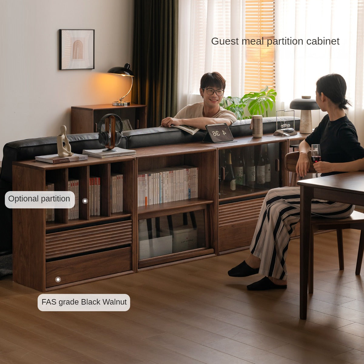 Premium Solid Oak & Black Walnut Modular Bookcase - Modern Luxury Wooden Bookshelf for Home Office, Living Room, and Library Organization