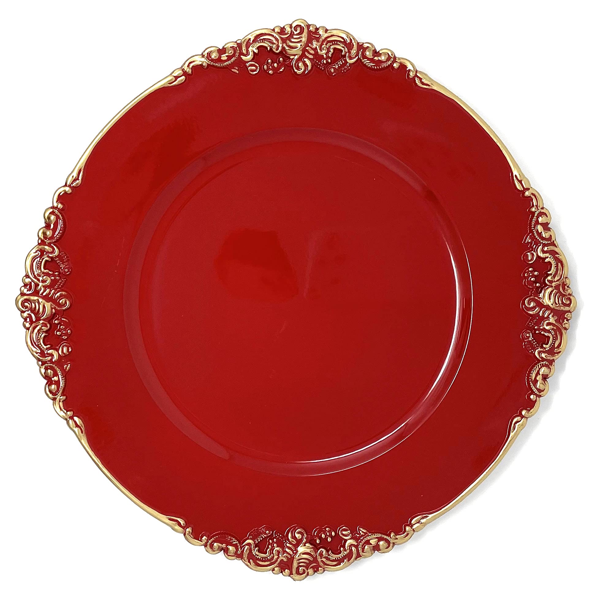 Allgala 13-Inch 6-Pack Round Charger Plates - Floral Red Decorative Dinner Plates for Weddings, Parties & Formal Dining (Set of 48)