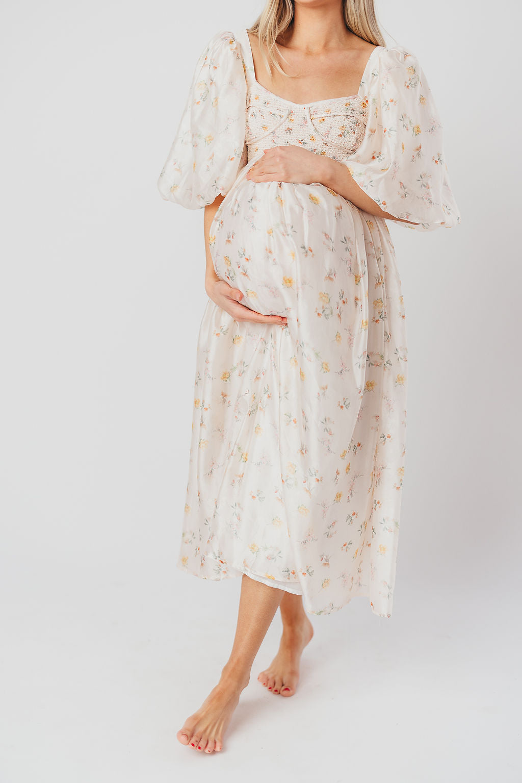 Harlow Maxi Dress - Tiny Yellow Floral Print, Bump Friendly Maternity Dress, Inclusive Sizing S-3XL | Perfect for Summer Vacations, Beach Weddings & Casual Outings