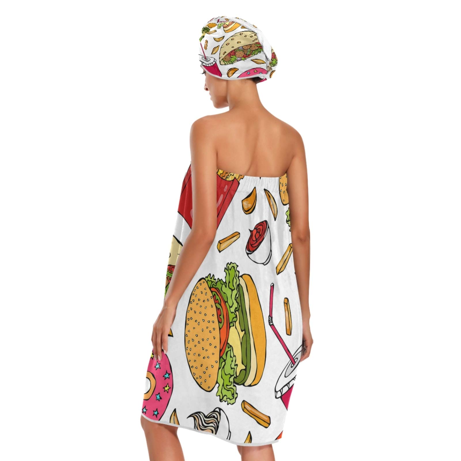 Premium Women's Spa Bathrobe Set - 3-Piece Absorbent Towel Robe with Adjustable Closure, Headband & Hair Wrap for Shower, Sauna & Relaxation at Home