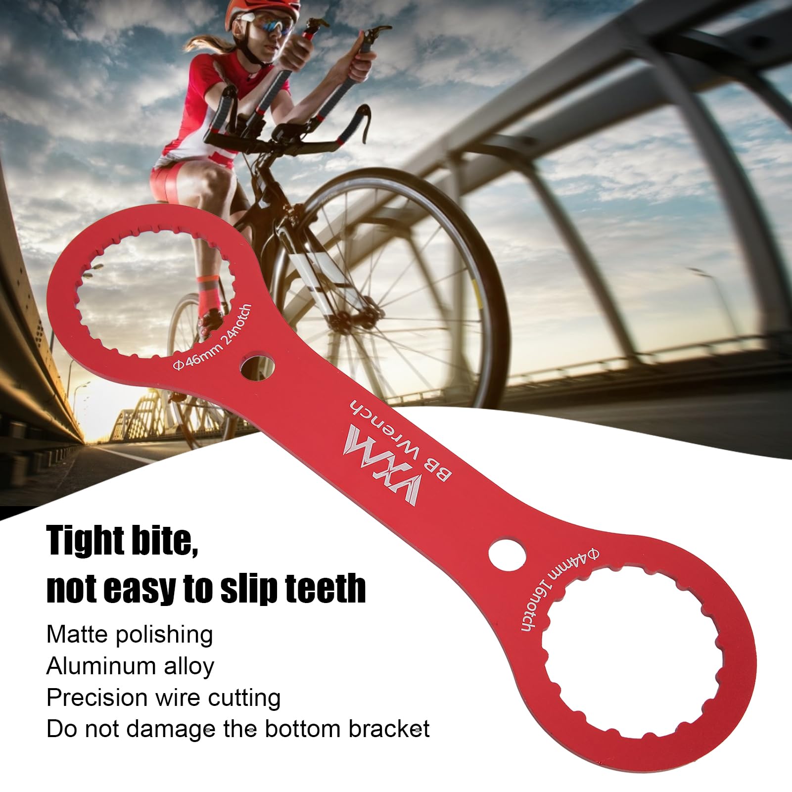 Dilwe 44mm 46mm Bottom Bracket Wrench Tool - 16/24 Notch BB Installation & Removal Tool for Bicycle Repair (Red) | Perfect for Bike Maintenance, DIY Repairs & Professional Mechanics