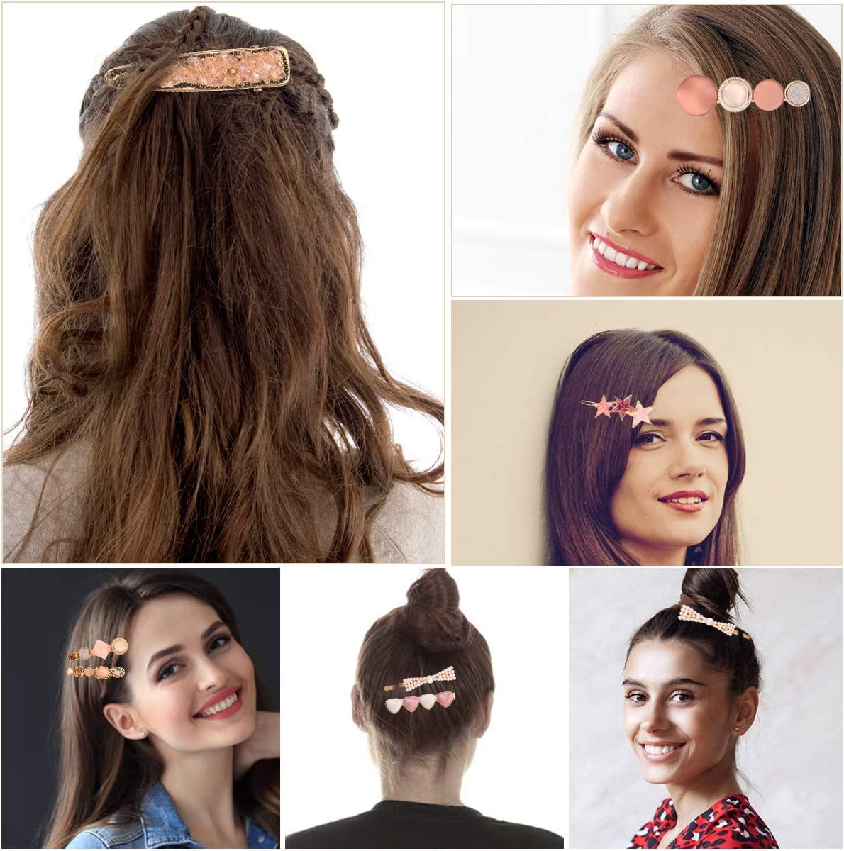 HAPPYMATES 8 PCS Pearl Hair Clips - Acrylic Hair Barrettes for Women & Girls - Elegant Hair Accessories for Parties, Weddings & Birthday Gifts - Perfect for Everyday Wear and Special Occasions
