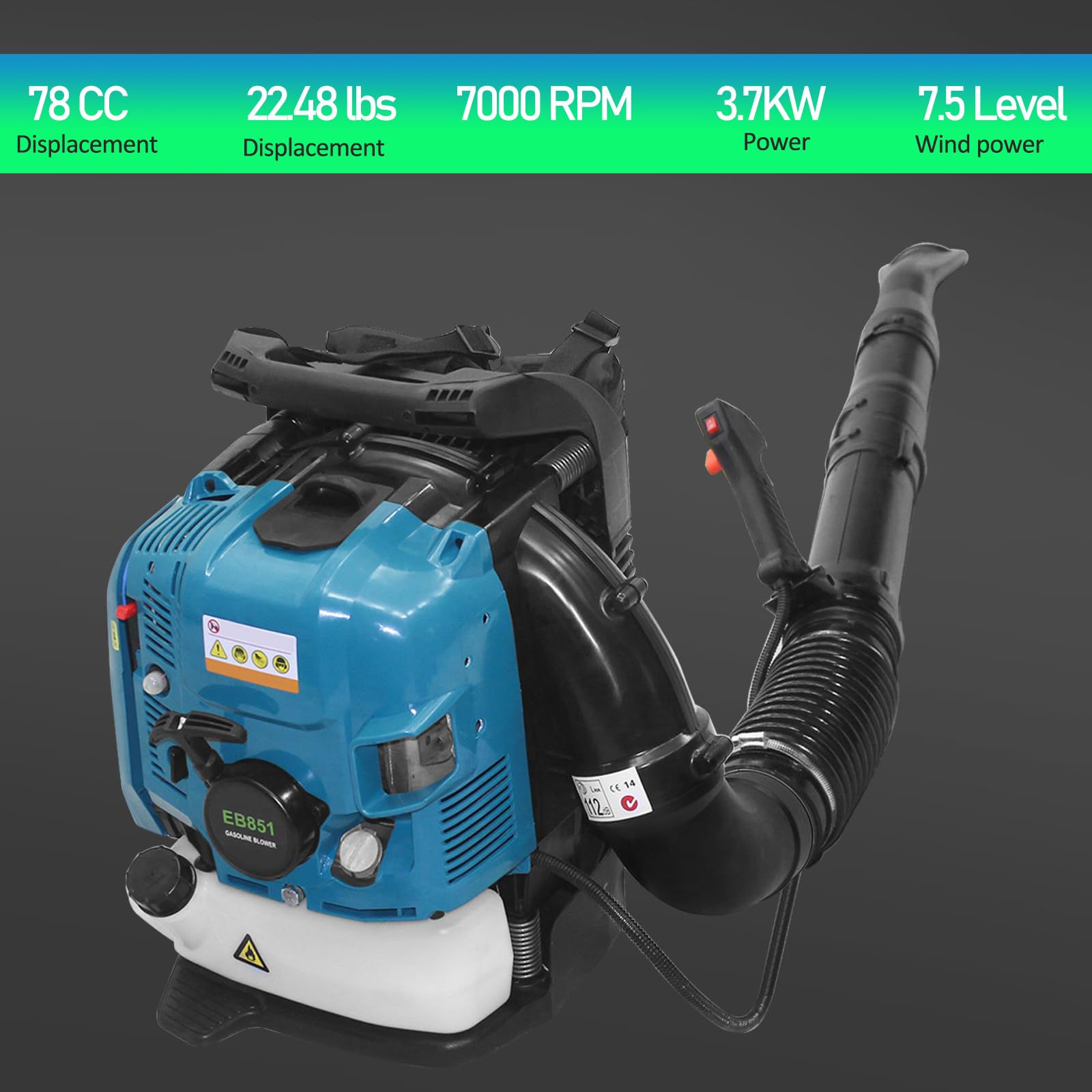 Automoris 78CC 4-Cycle Gas Powered Backpack Leaf Blower - Cordless Lawn & Garden Blower with Air-Cooled Engine - Ideal for Yard Work, Leaf Removal, Snow Clearing & Outdoor Maintenance