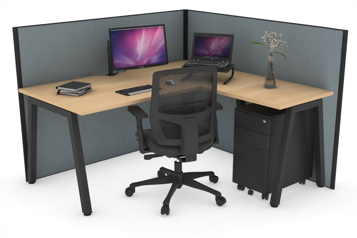 Horizon Quadro A Legs L-Shaped Corner Office Desk - 1800L x 1550W with Cable Management - Perfect for Home Office & Workspace Setup