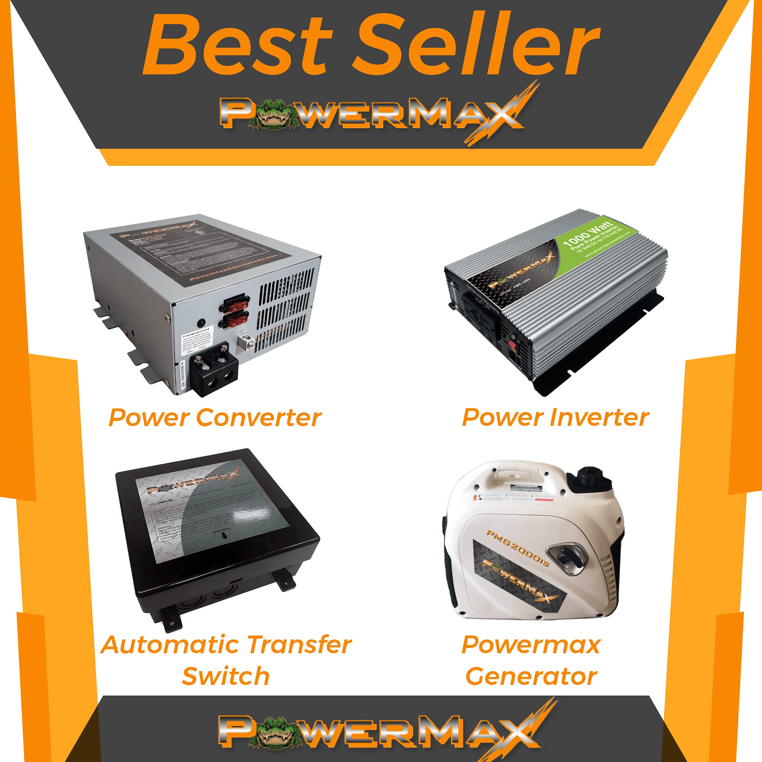 PowerMax PMBC-75 75 Amp 12V Battery Charger with Heavy Duty Clamps - Fast Charging for Cars, Trucks, Boats & RVs - Perfect for Home Garage, Roadside Emergencies & Marine Use