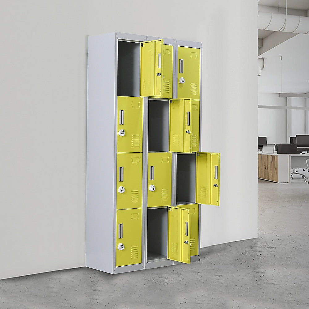 12-Door Locker with 3-Digit Combination Lock - Secure Storage for Office, Gym, Shed, School & Home - Ideal for Personal Belongings, Equipment & Valuables Protection