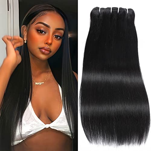 TREYONCE 100% Brazilian Human Hair Bundles - 3 Bundles (20 22 24 Inch) Unprocessed Straight Hair Extensions 10A Grade for Weaving | Perfect for Salon Styling, Daily Wear & Special Occasions