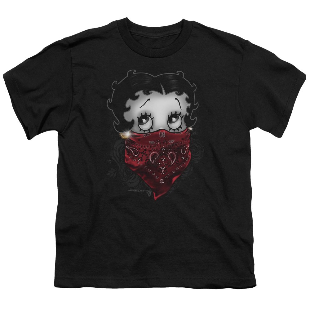 Betty Boop Bandana & Roses Unisex Youth T-Shirt for Boys and Girls - Cute Graphic Tee for Kids, Casual Wear, Birthday Gifts, and Family Outfits
