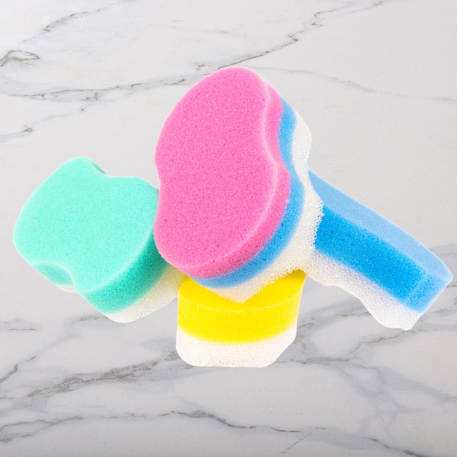 Naras 12 Pack Body Sponges for Shower - Dual Texture Exfoliating Sponge with Smooth & Rough Sides - Gentle Skin Care for Adults & Kids - Perfect for Daily Bath, Spa & Sensitive Skin Cleansing