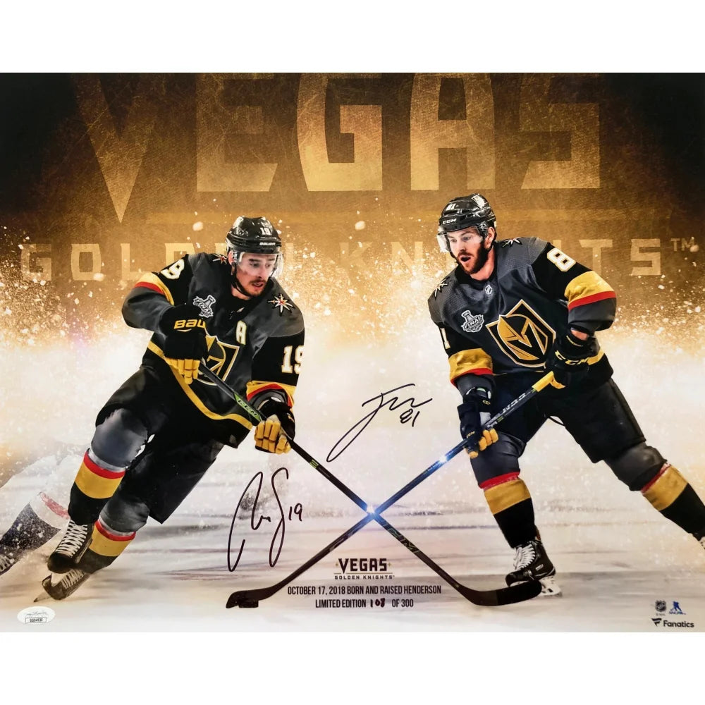 Jonathan Marchessault & Reilly Smith Autographed Vegas Golden Knights 16x20 Framed Photo - Limited Edition #D/300 with JSA Certificate - Perfect for Hockey Fans, Sports Memorabilia Collectors and Man Cave Decor