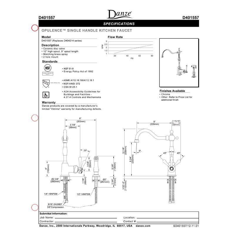 Danze Opulence Polished Nickel Single Handle Pull-Down Sprayer Kitchen Faucet - Modern Design for Cooking & Dishwashing | Perfect for Home & Restaurant Use