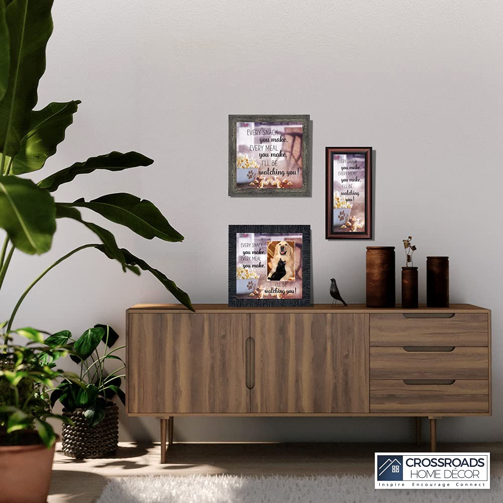 Crossroads Home Décor Dog Picture Frame with Snacks Design - Paw Print Wall Art for Pet Lovers - Perfect for Living Room, Bedroom, or Office Decor (6437W)