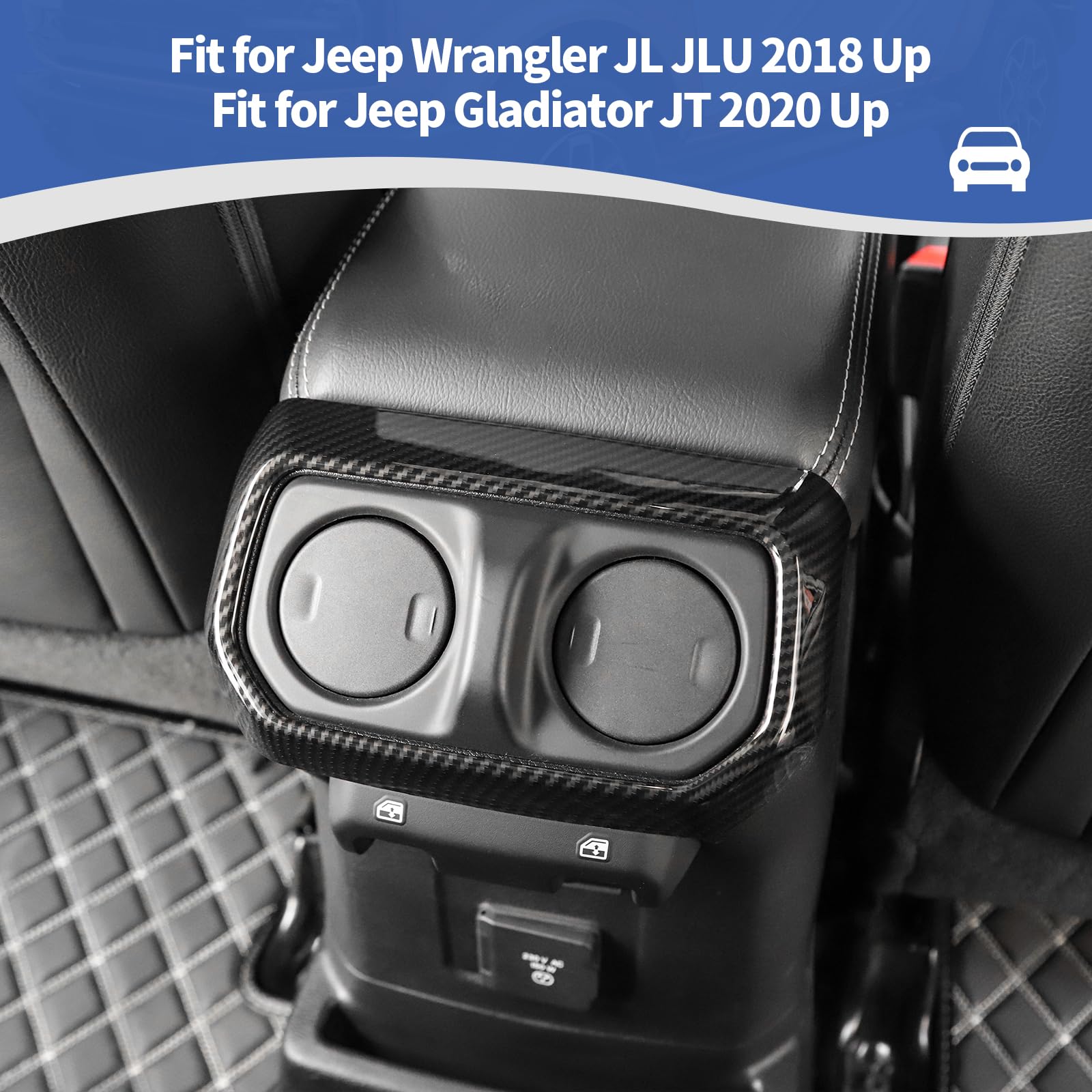Carbon Fiber Rear AC Vent Trim Frame for Jeep Wrangler JL/JLU & Gladiator JT (2018-2024) - Interior Upgrade Accessories | Perfect for Off-Road & Daily Driving