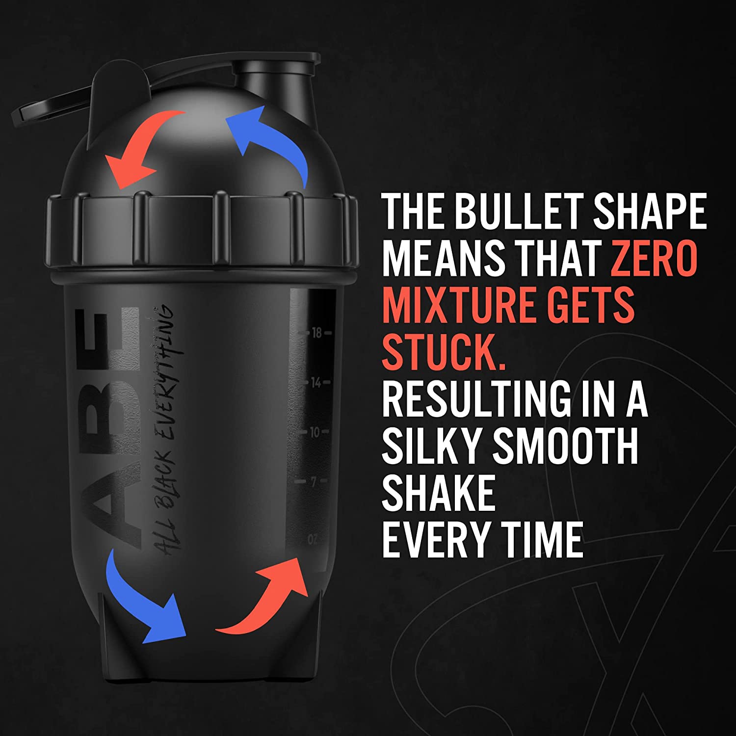 Applied Nutrition ABE Bullet Shaker 500ml - Premium Black Protein Shaker Bottle for Gym, Workouts & Post-Workout Recovery