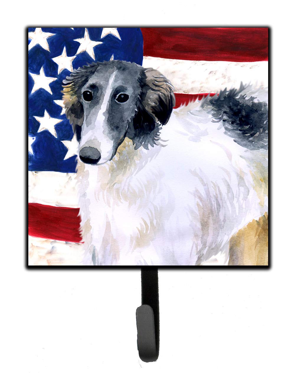 Caroline's Treasures Patriotic Borzoi Dog Wall Hook - Small Multicolor Wall Decor for Home, Office, or Entryway