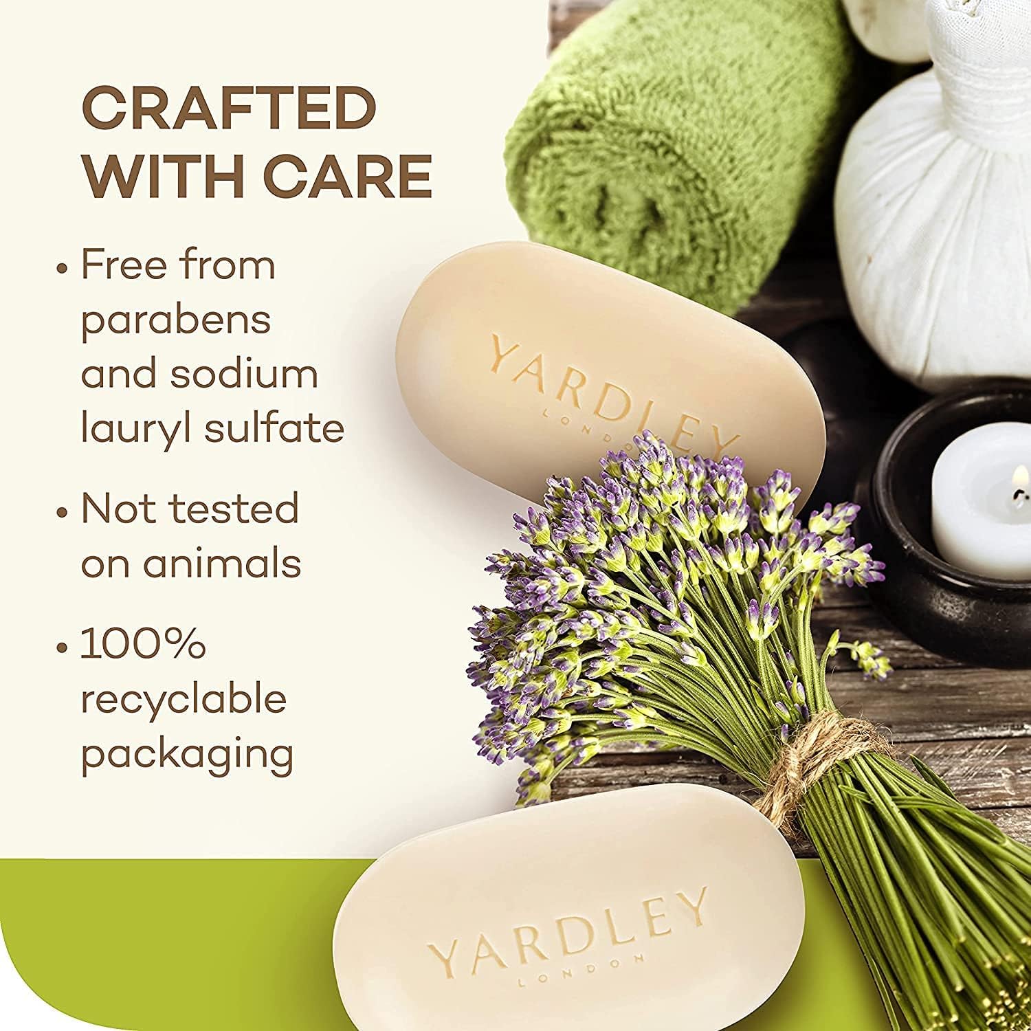 Yardley London Aloe & Avocado Moisturizing Soap Bar - 4.25 oz (Pack of 4) | Natural Skin Care for Dry & Sensitive Skin | Perfect for Shower, Bath & Travel