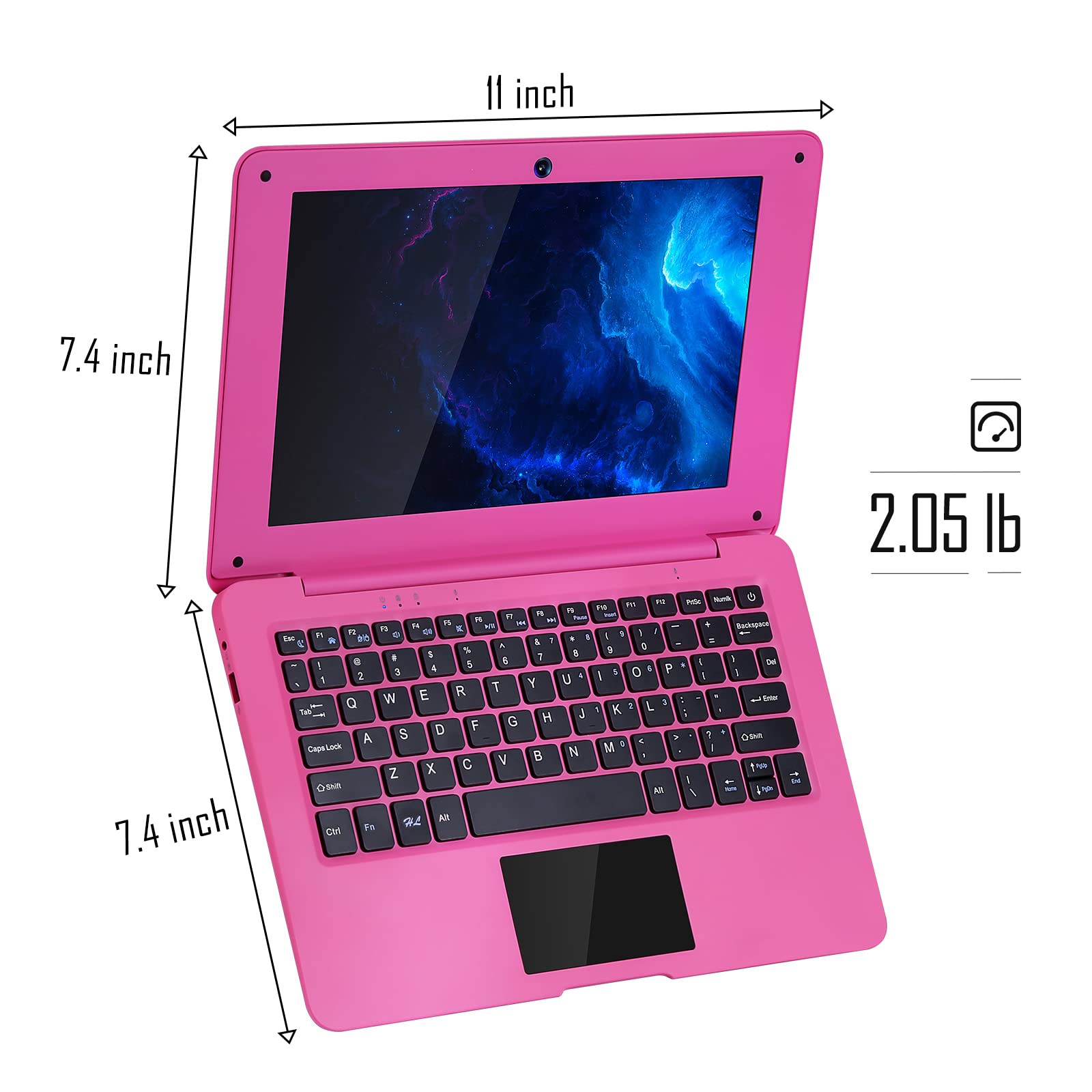 10.1 Inch Quad Core Android 12.0 Laptop with WiFi, Webcam & Bluetooth - Pink Mini Netbook for Kids & Adults, Includes Bag, Mouse & Mouse Pad, Perfect for Home, School & Travel