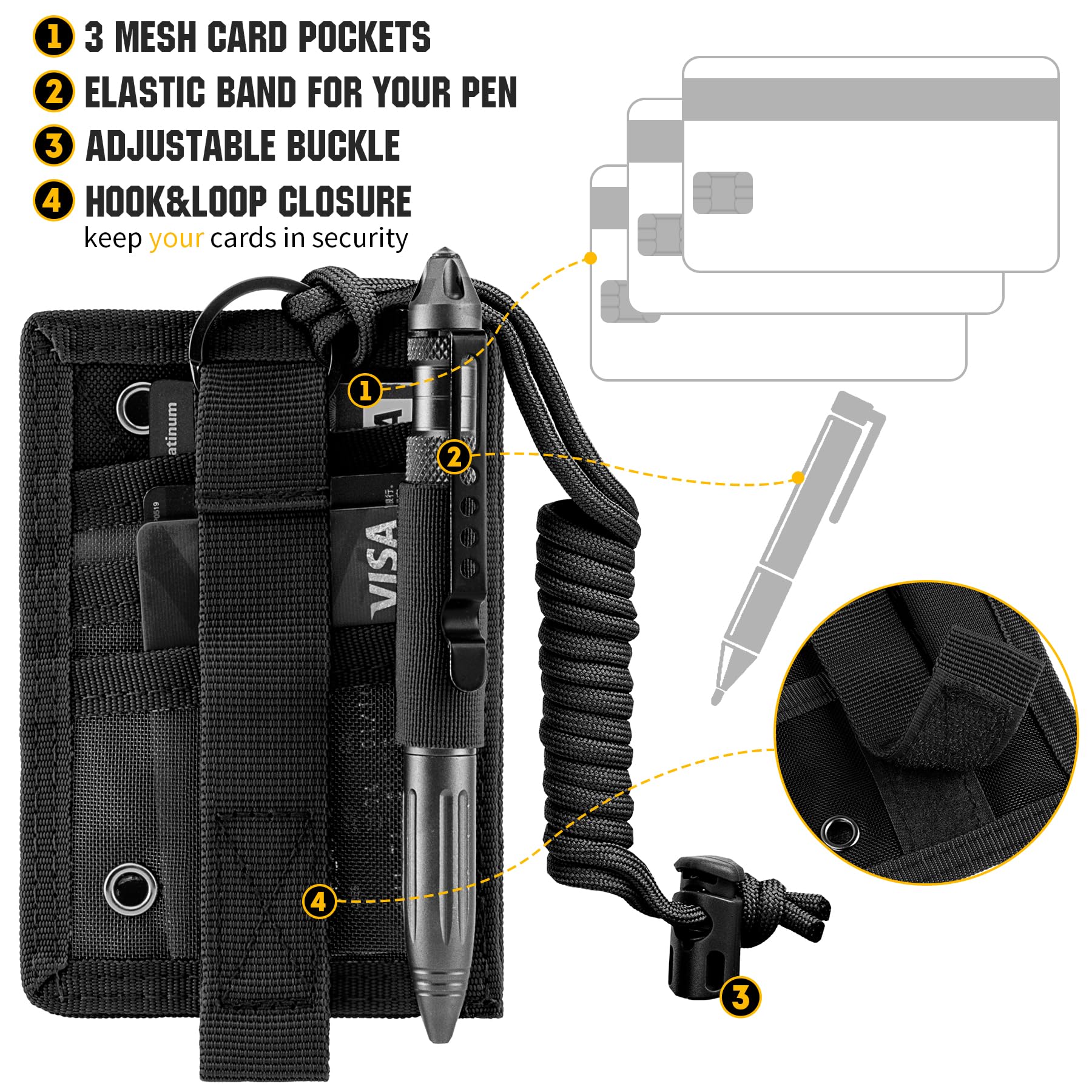 IronSeals 2 Pack Tactical ID Card Holder - Hook & Loop Patch Badge Holder with Detachable Quick Release, Key Ring & Adjustable Neck Lanyard - Perfect for Security, Military, Police & Outdoor Activities