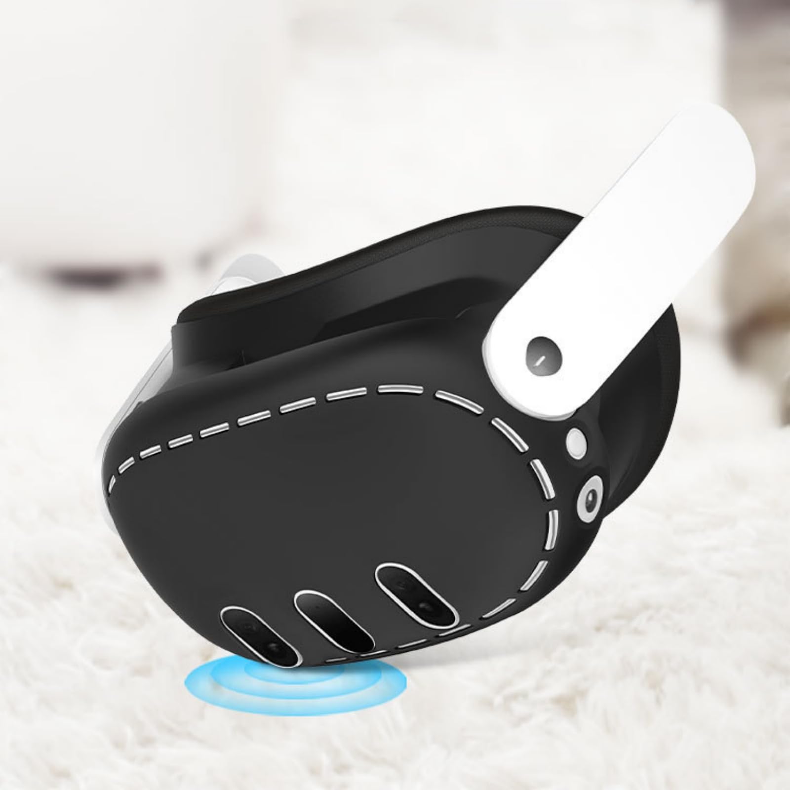 Fenmaru VR Headset Silicone Cover Compatible with Meta Quest 3 - Dustproof Protective Shell with Breathable Front Panel (Black) - Perfect for Gaming, VR Fitness & Immersive Entertainment