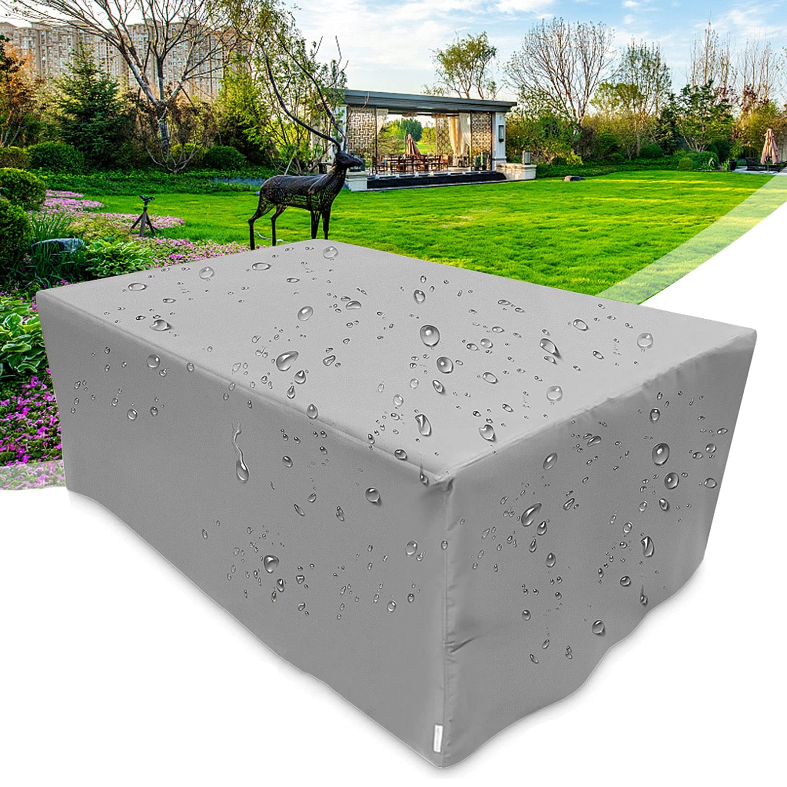 Heavy Duty Waterproof 420D Outdoor Garden Furniture Covers - Weather Resistant Windproof Patio Lawn Dining Table Chair Set Protective Cover (213×132×74cm) for All-Season Protection - Perfect for Backyard, Deck, and Outdoor Dining Areas