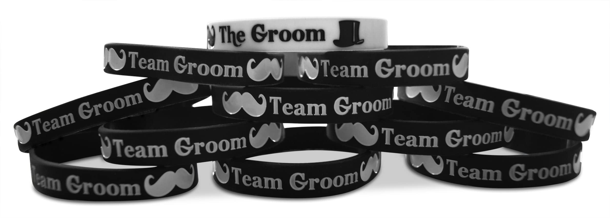 Novel The Groom & Team Groom Wristbands - 11-Piece Black & White Wedding Party Favors for Bachelor Party, Bridal Shower & Rehearsal Dinner - Perfect for Groomsmen, Best Man & Wedding Party Accessories