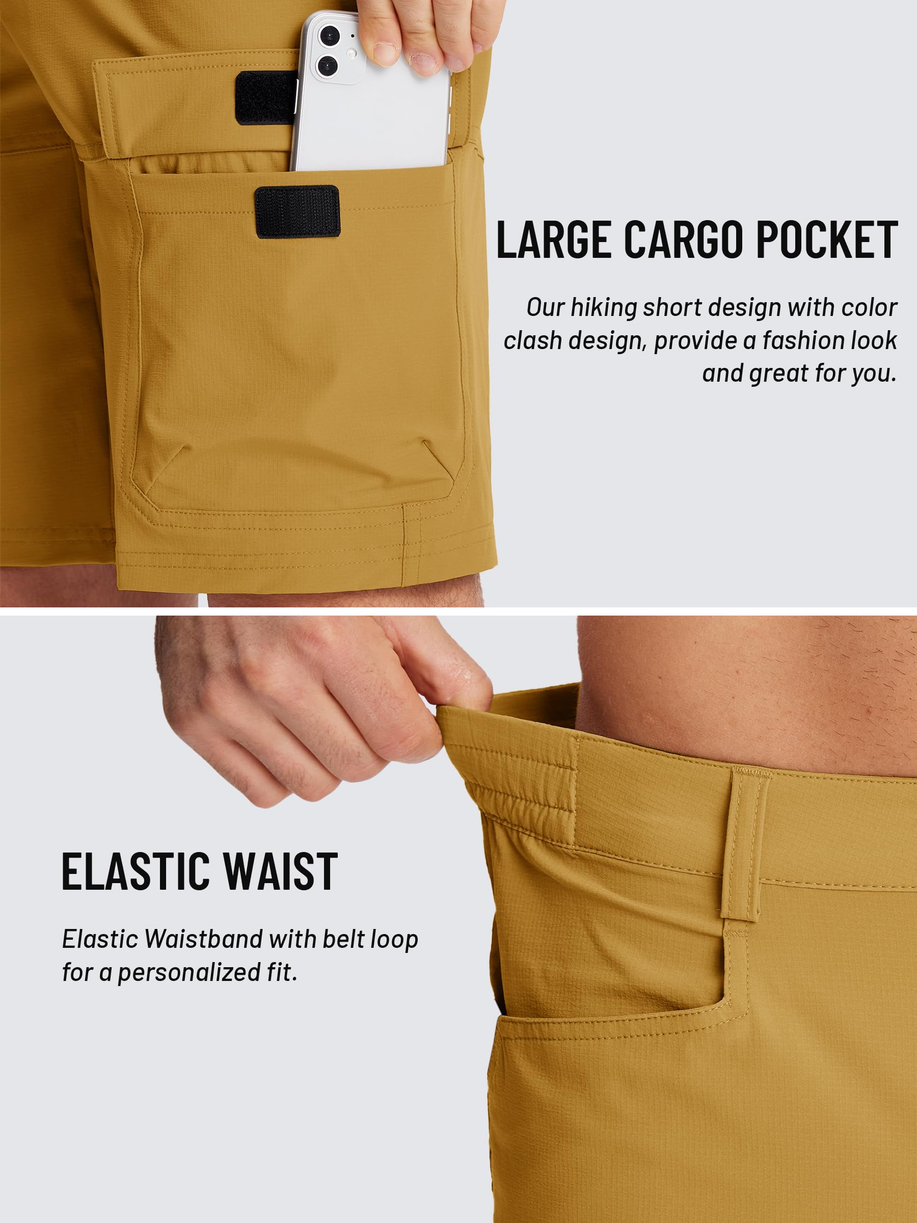 TACVASEN Men's Quick Dry Cargo Shorts - Lightweight Summer Outdoor Hiking & Work Shorts with Multiple Pockets (No Belt Included) - Perfect for Camping, Travel & Casual Wear